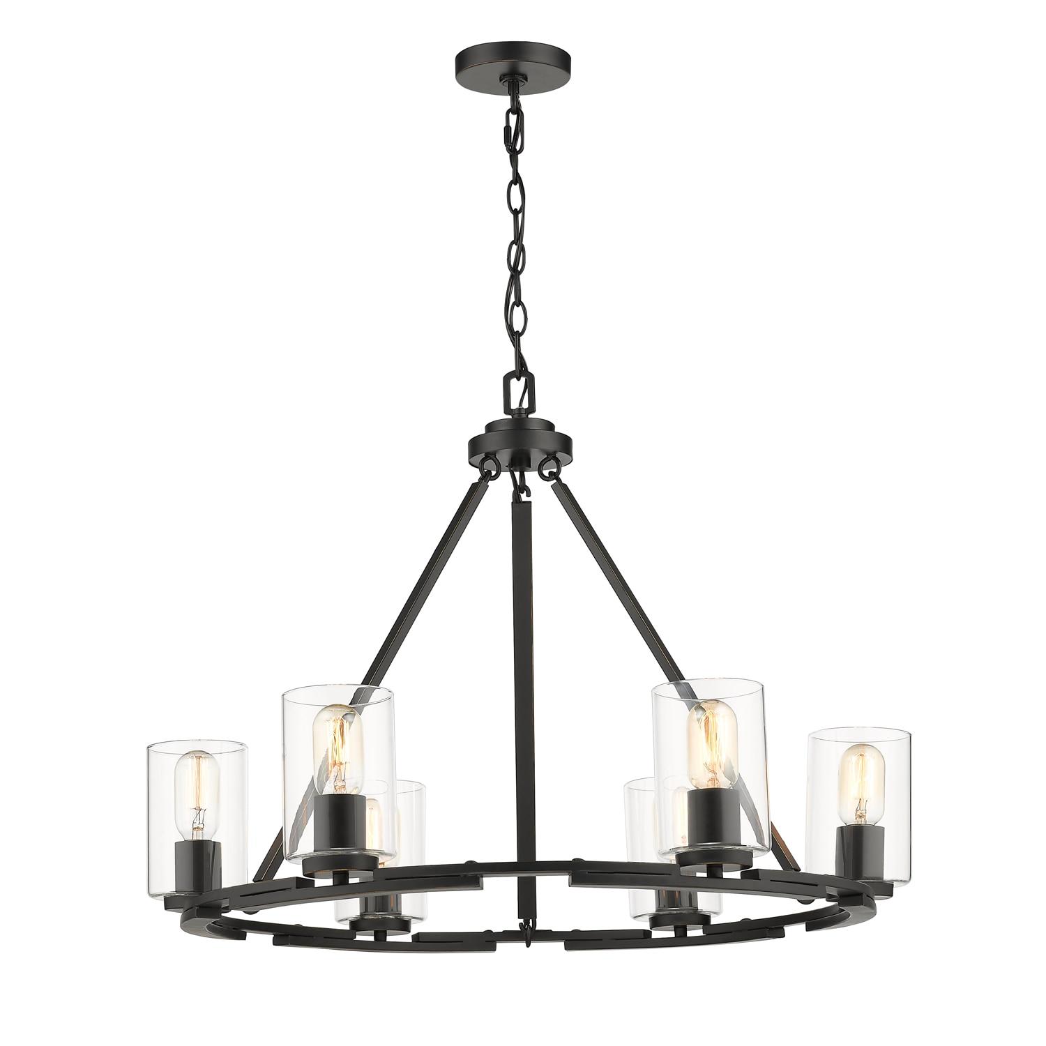 Golden Lighting Monroe 6-Light Chandelier in Matte Black with Gold Highlights and Clear Glass