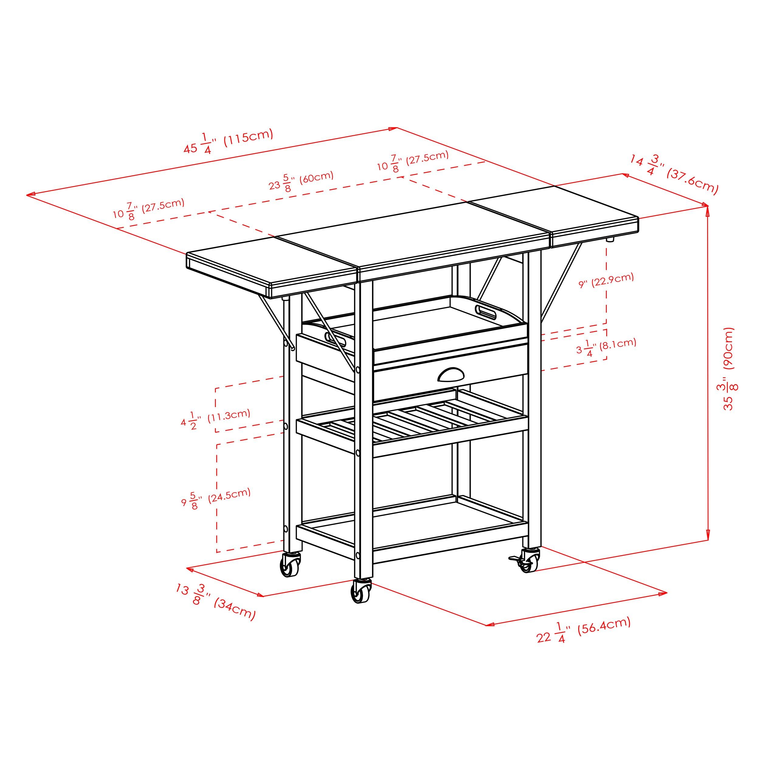 Barton 35.43'' H x 45.28'' W Utility Cart with Wheels