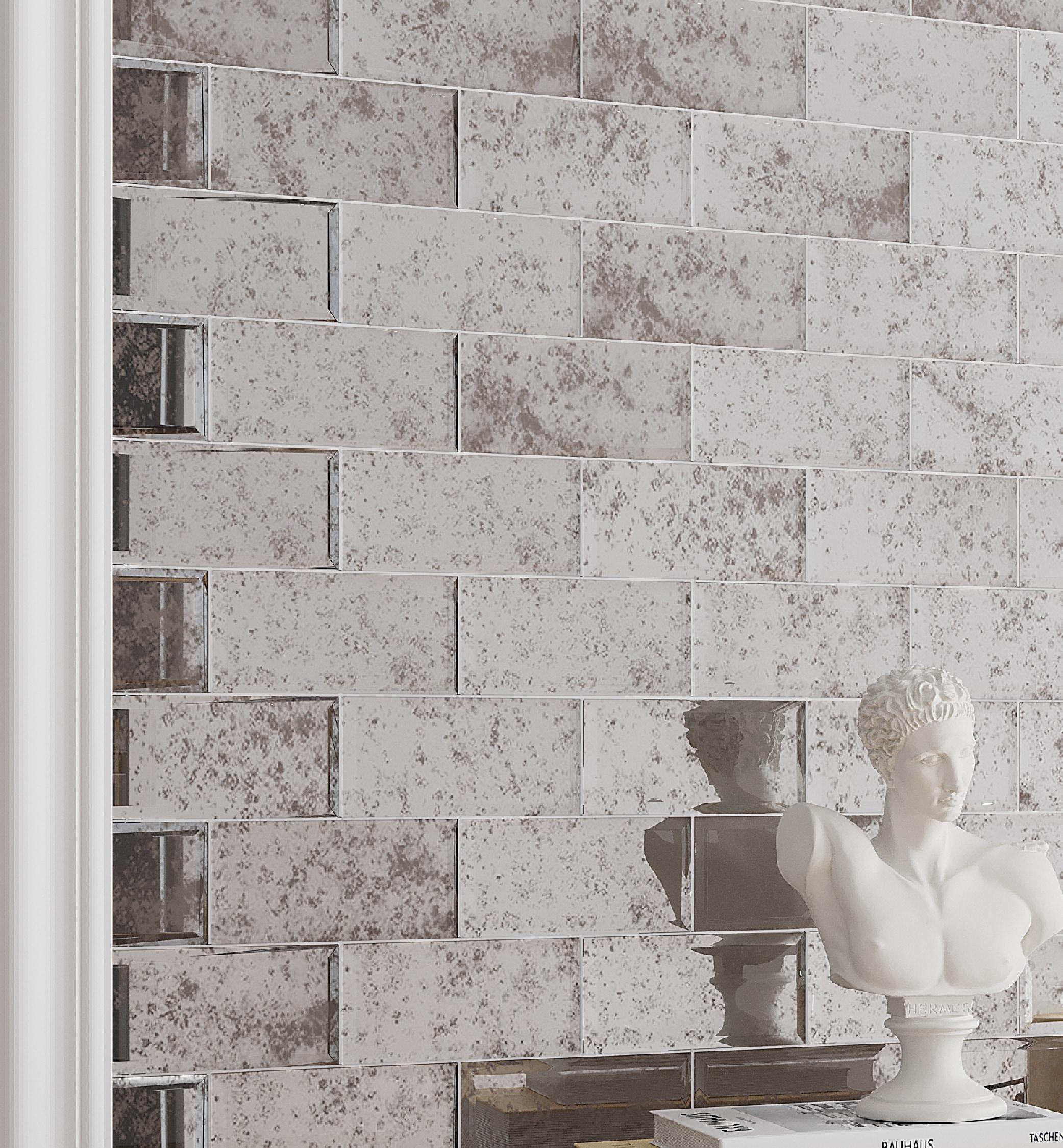 Apollo Tile Glister 3" x 6" Glass Brick Look Subway Wall & Floor Tile (Set of 40)