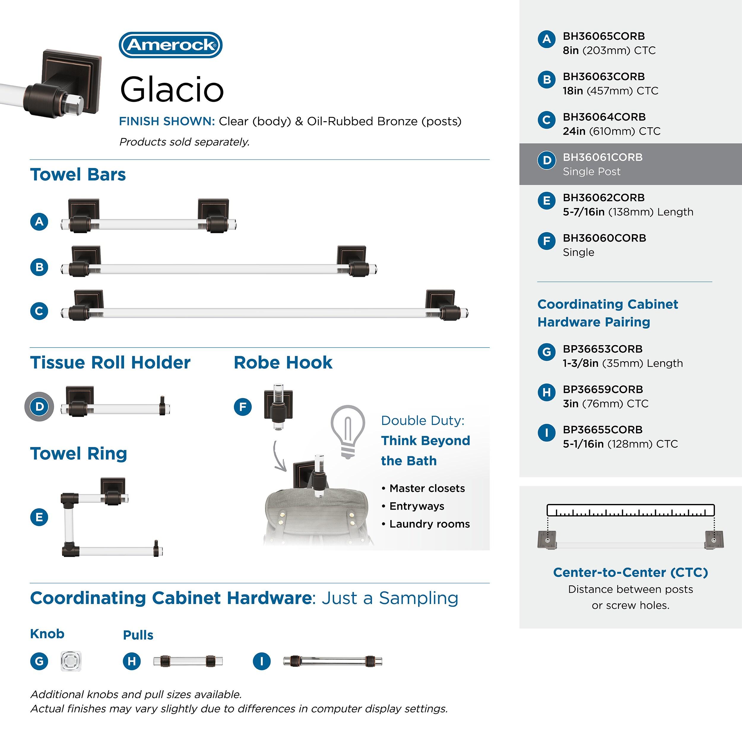 Amerock Glacio Wall Mount Toilet Paper Holder BH36061CORB