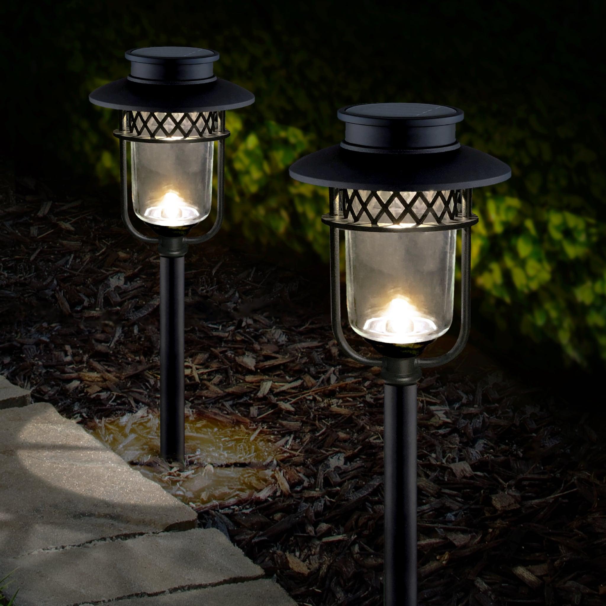 Black Low Voltage Solar Powered Integrated LED Pathway Light Pack (Set of 2)