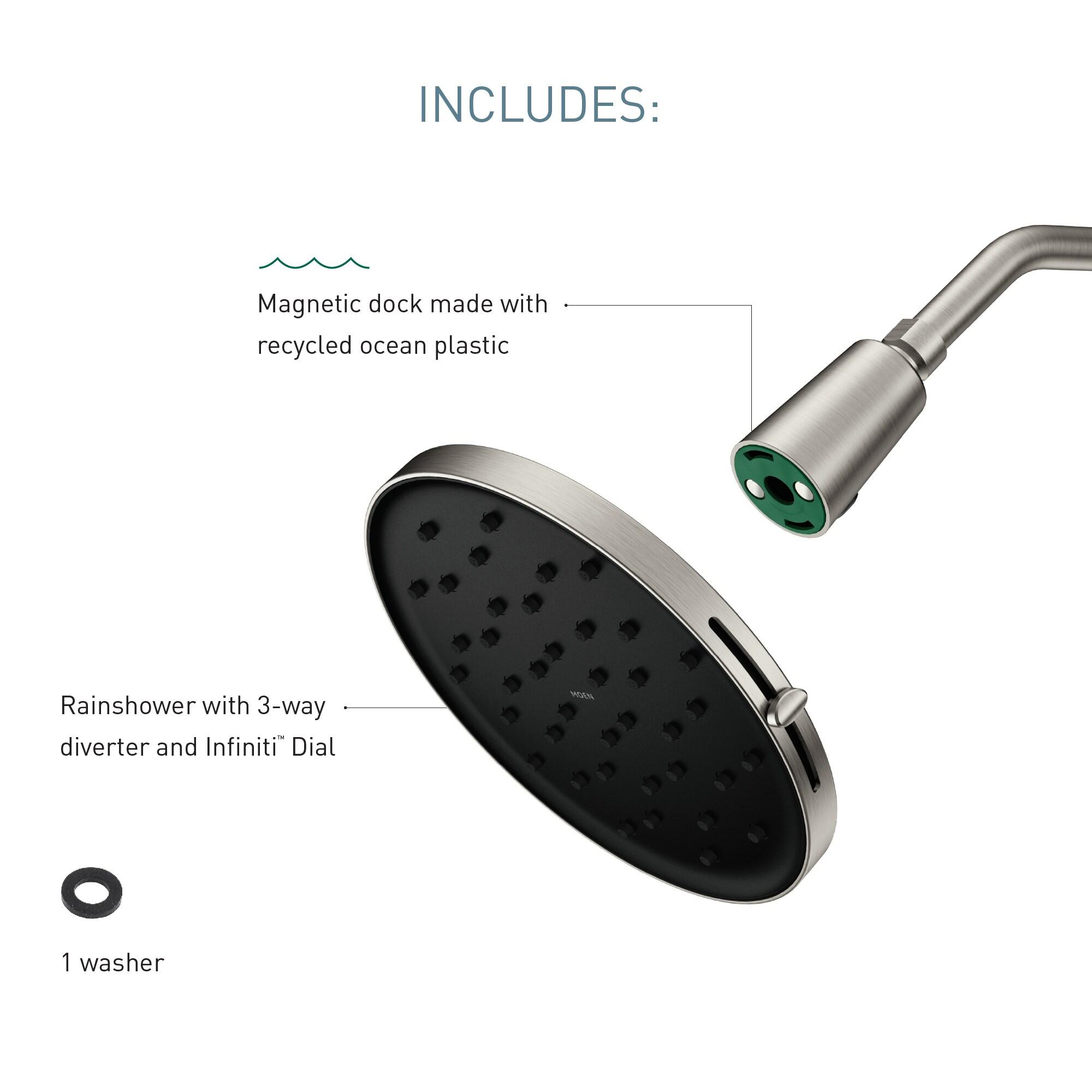 Verso 9-Inch Chrome Round Rain Shower Head with Magnetix Docking