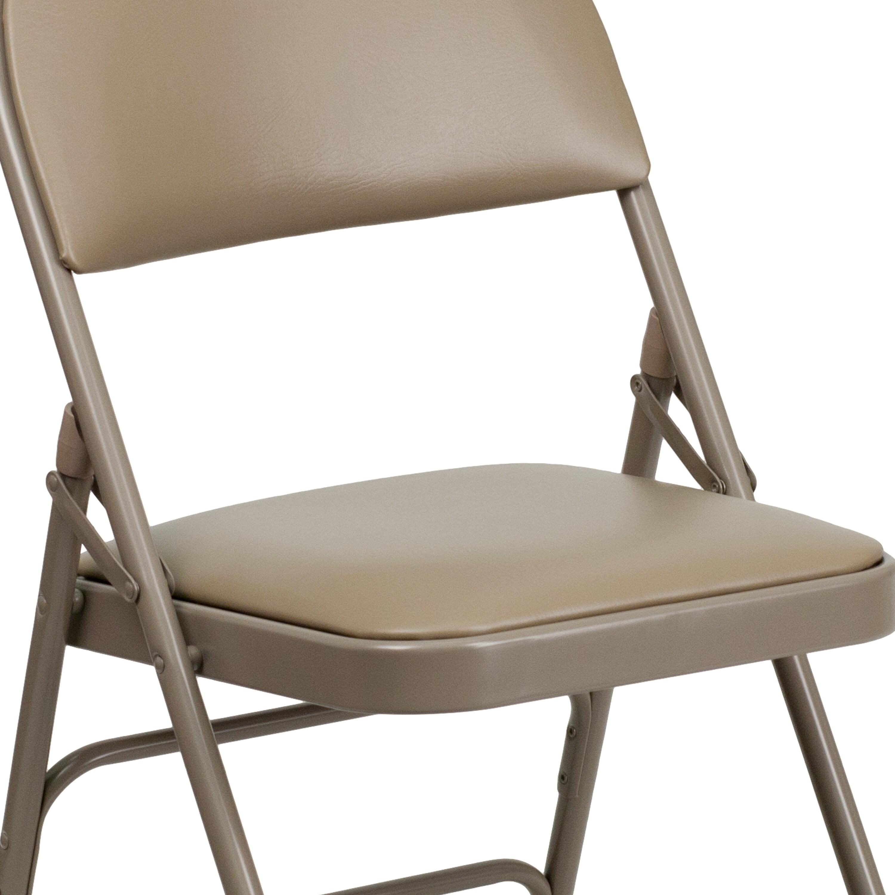 Executive Beige Vinyl High-Back Armless Chair with Metal Frame