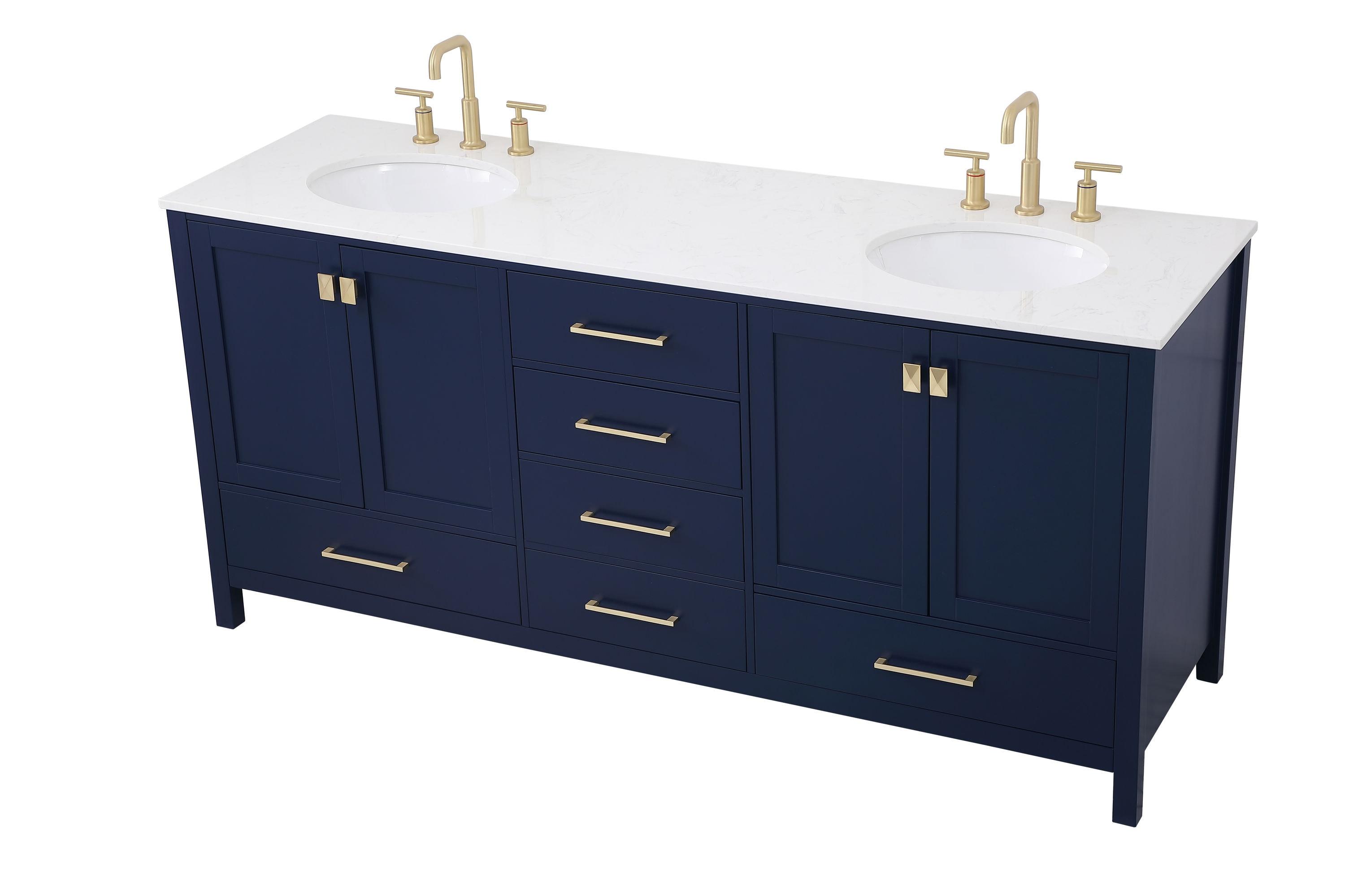 Lamborn 72'' Double Bathroom Vanity with Engineered Marble Top