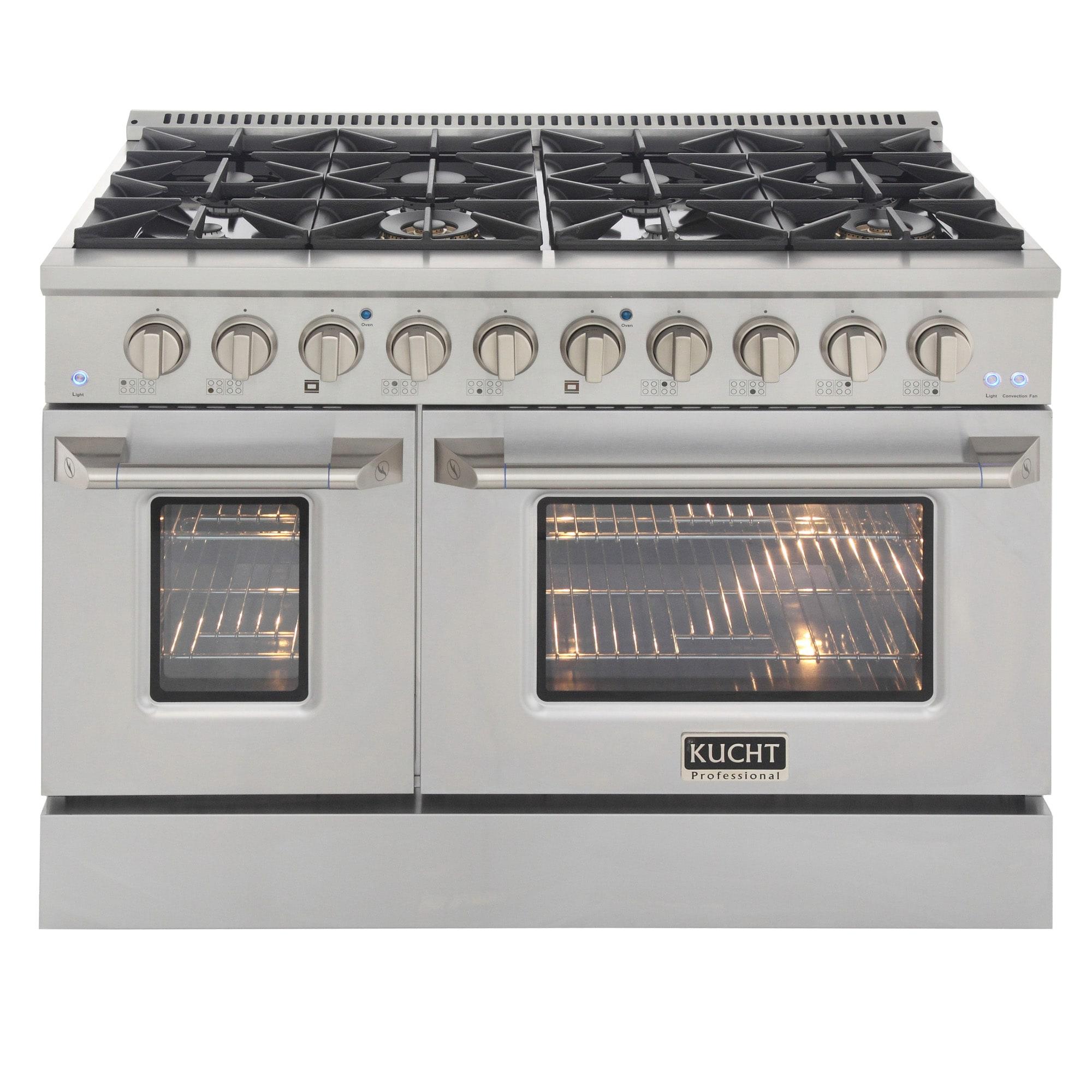 48" Stainless Steel Freestanding Natural Gas Range with Double Oven and Griddle