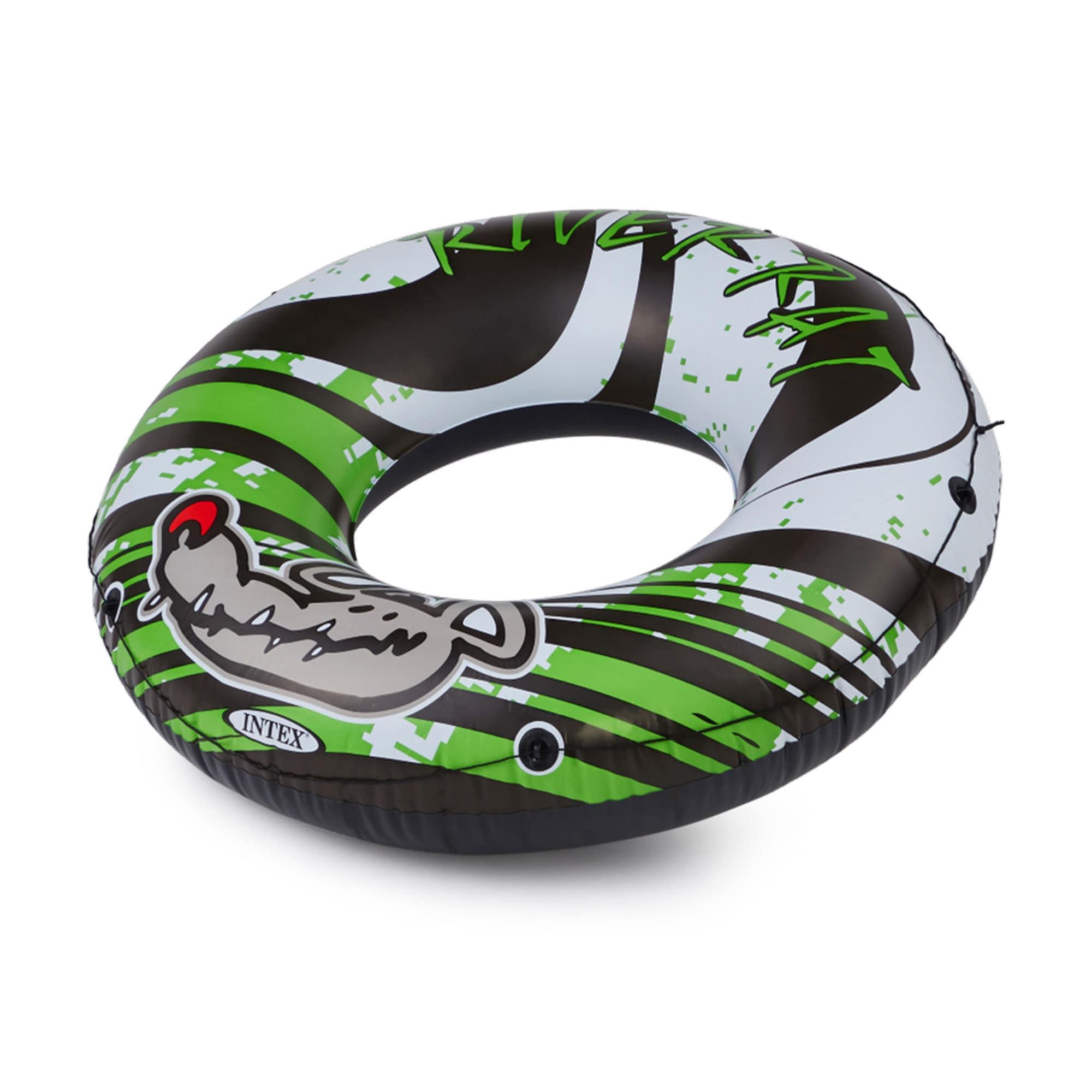 Intex River Rat 48 Inch Inflatable Vinyl Towable Boat Floating Tube Raft for Swimming Pool and Lake in Green Rat or Graffiti Rat Design, Color Varies
