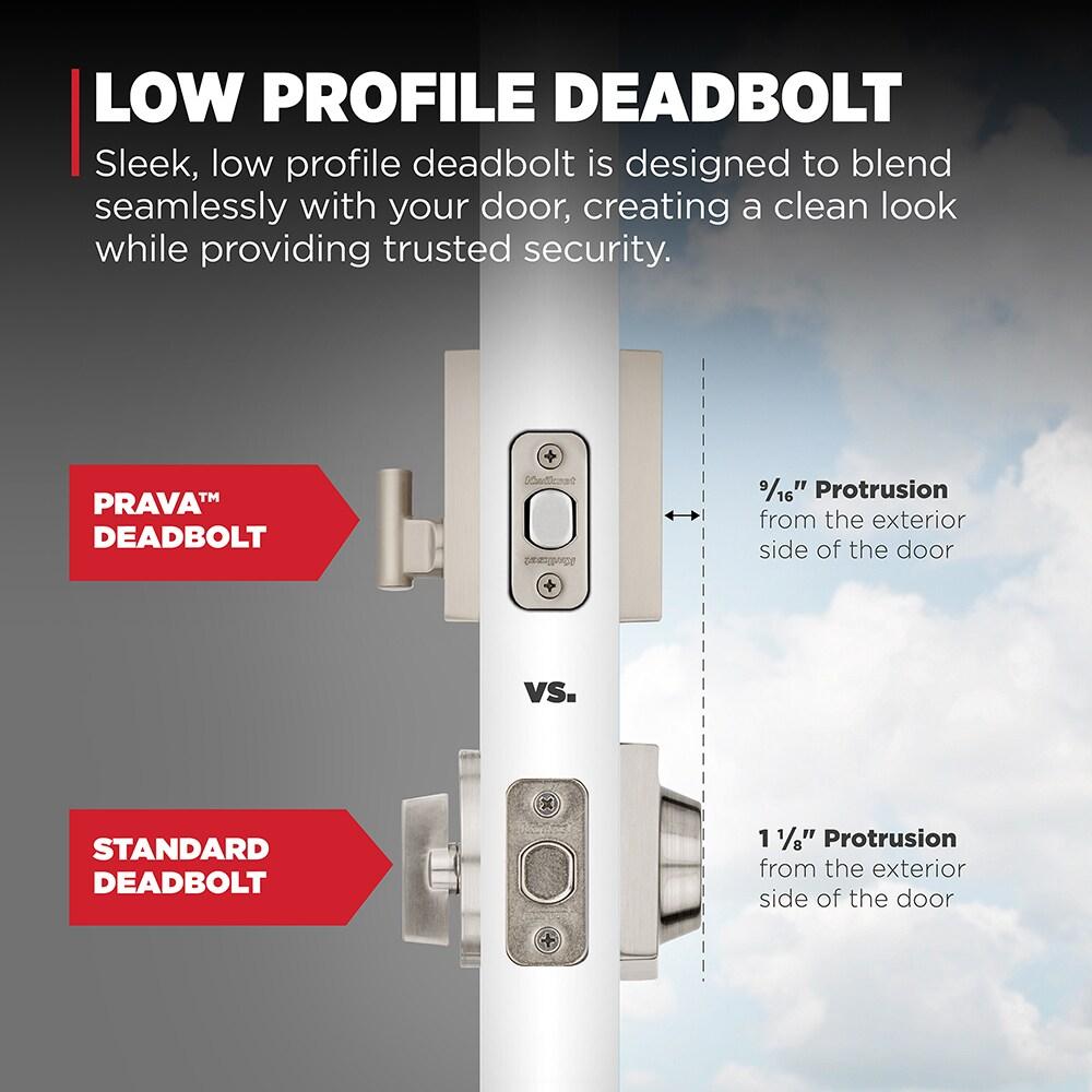 Kwikset Prava Front Door Lock Handle and Deadbolt Set, Entry Handleset Exterior with Interior Reversible Lever, Satin Nickel, Pick Resistant SmartKey Rekey Deadbolt Security, with Microban Protection