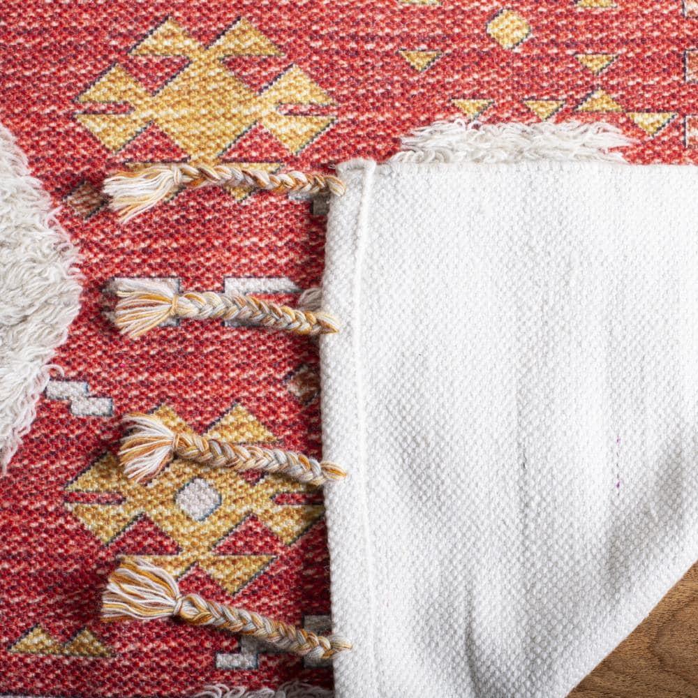 Saffron SFN105 Hand Loomed Indoor Area Rug - Rust/Beige - 5'x8' - Safavieh