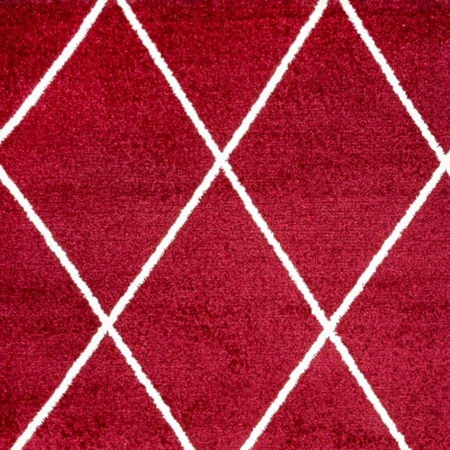 2'x10' Cole Minimalist Diamond Trellis Runner Rug, Red/White - JONATHAN Y