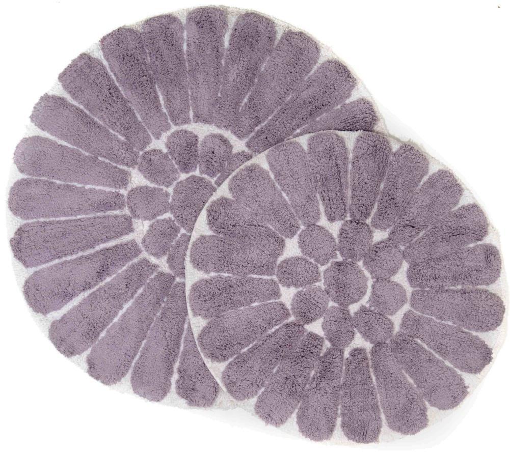 2pc Bursting Flower Bath Rug Set Lilac - Chesapeake Merchandising: Cotton Tufted, Machine Washable, Non-Slip Backing