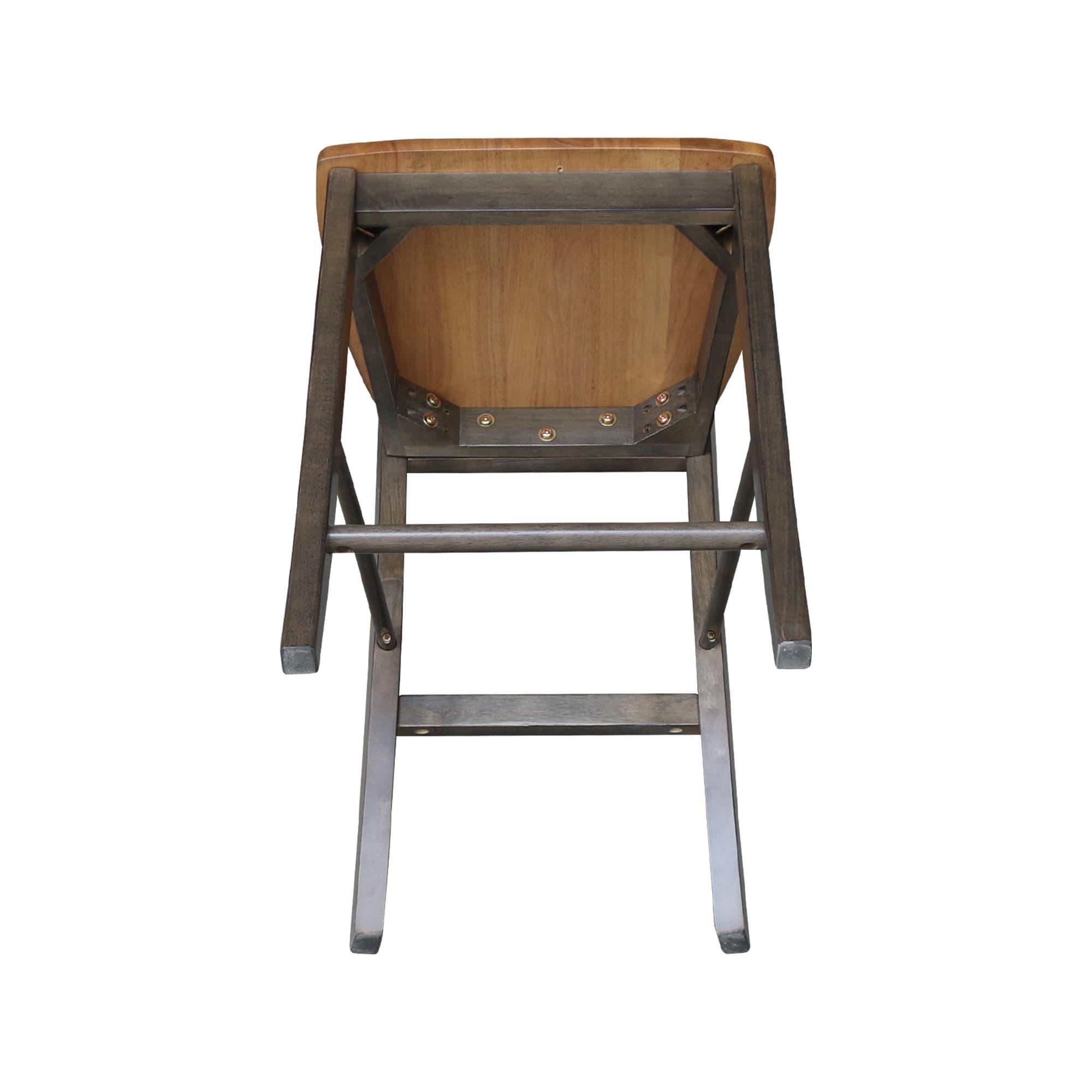 24" Martha X Back Counter Height Barstool Hickory Brown - International Concepts: Hardwood Frame, Armless