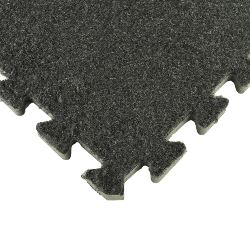 Charcoal 24" x 24" Interlocking Carpet Tiles with Foam Padding