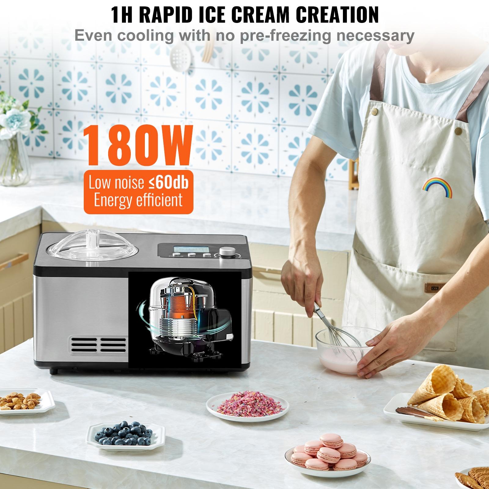 VEVOR VEVOR 2 Quart Automatic Ice Cream Machine Electric Yogurt Gelato Make Silver