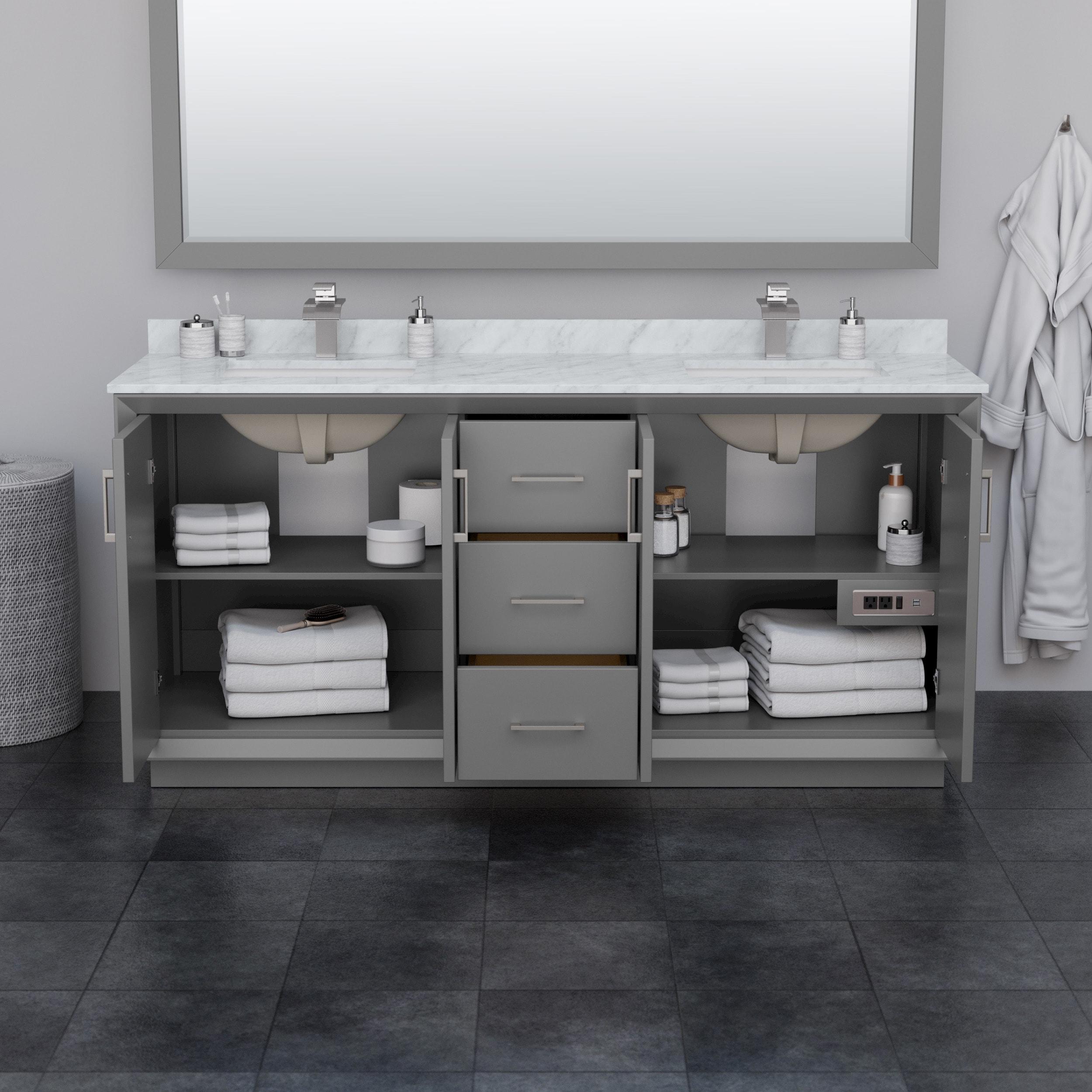 Wyndham Collection 72'' Double Bathroom Vanity with Cultured Marble Top
