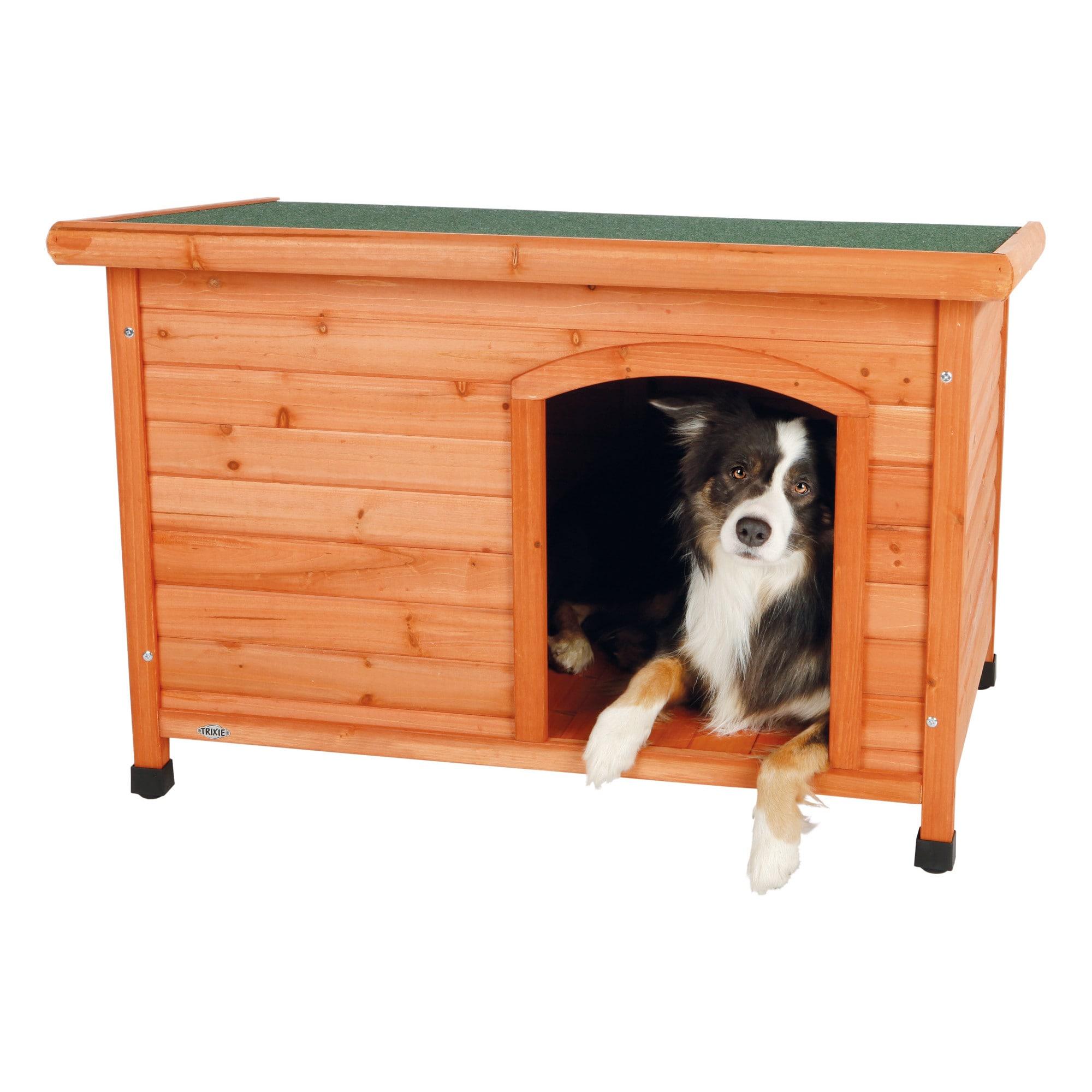 TRIXIE TRIXIE natura Classic Dog House, Flat Hinged Roof, Adjustable Legs, Elevated Pet Shelter