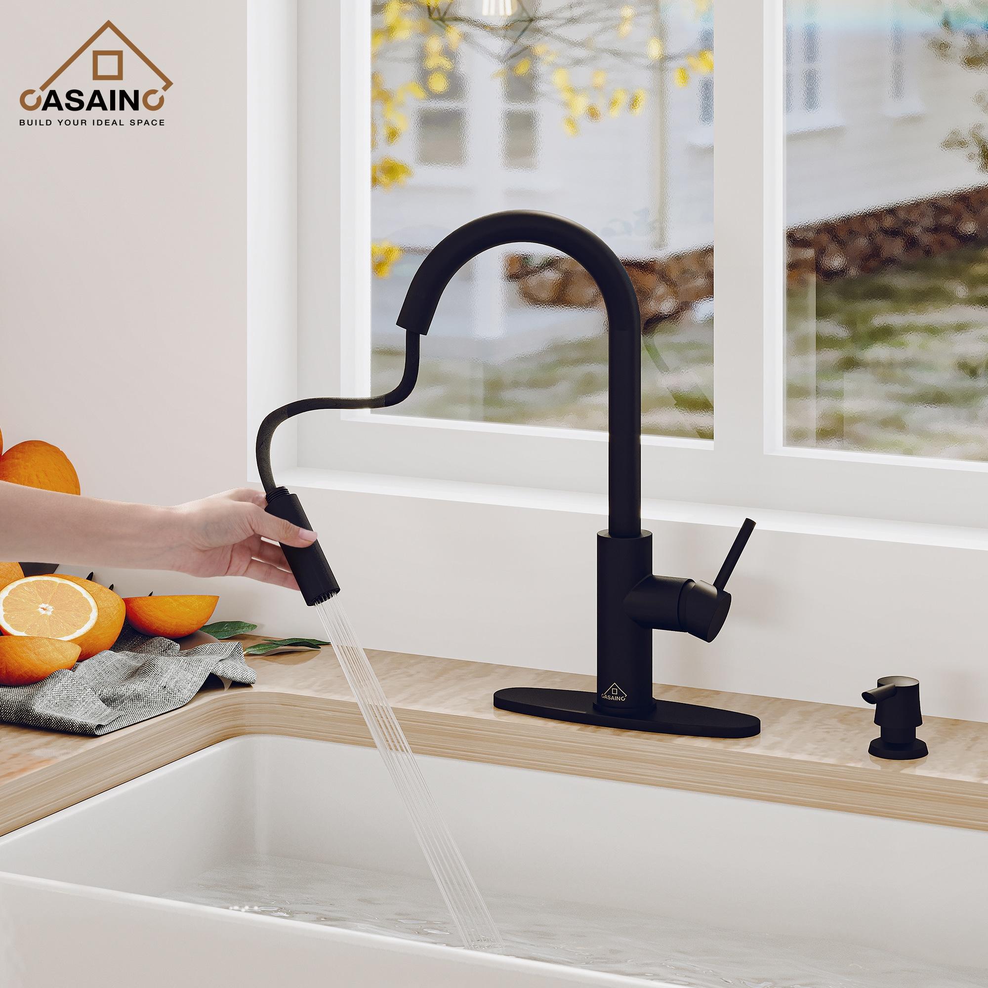 Willow Single-Handle Pull Down Sprayer Kitchen Faucet with Infrared Sensor, Soap Dispenser and Deck Plate