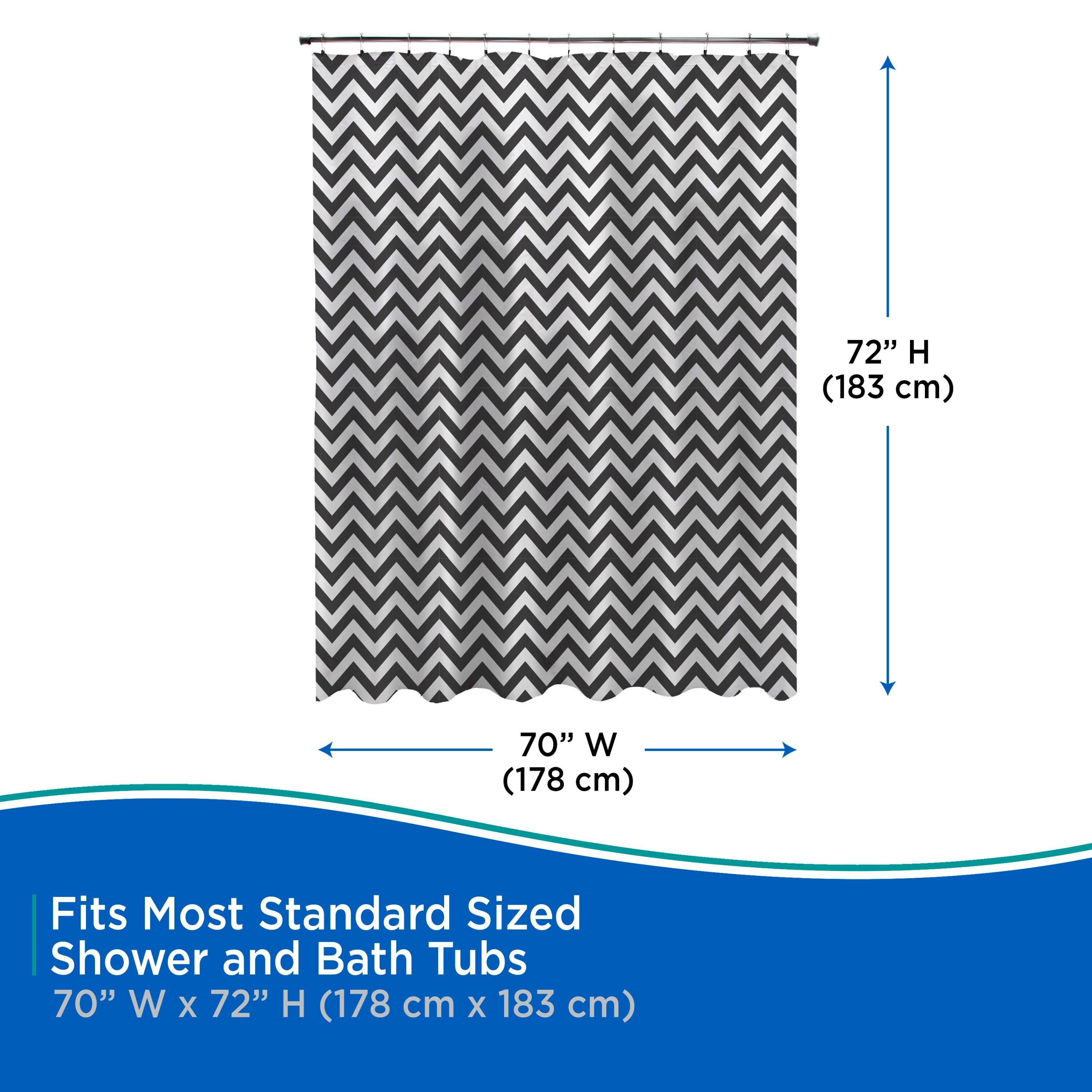 Kenney® Medium Weight Decorative PEVA Shower Curtain Liner, 70" W x 72" H, Step Up Chevron