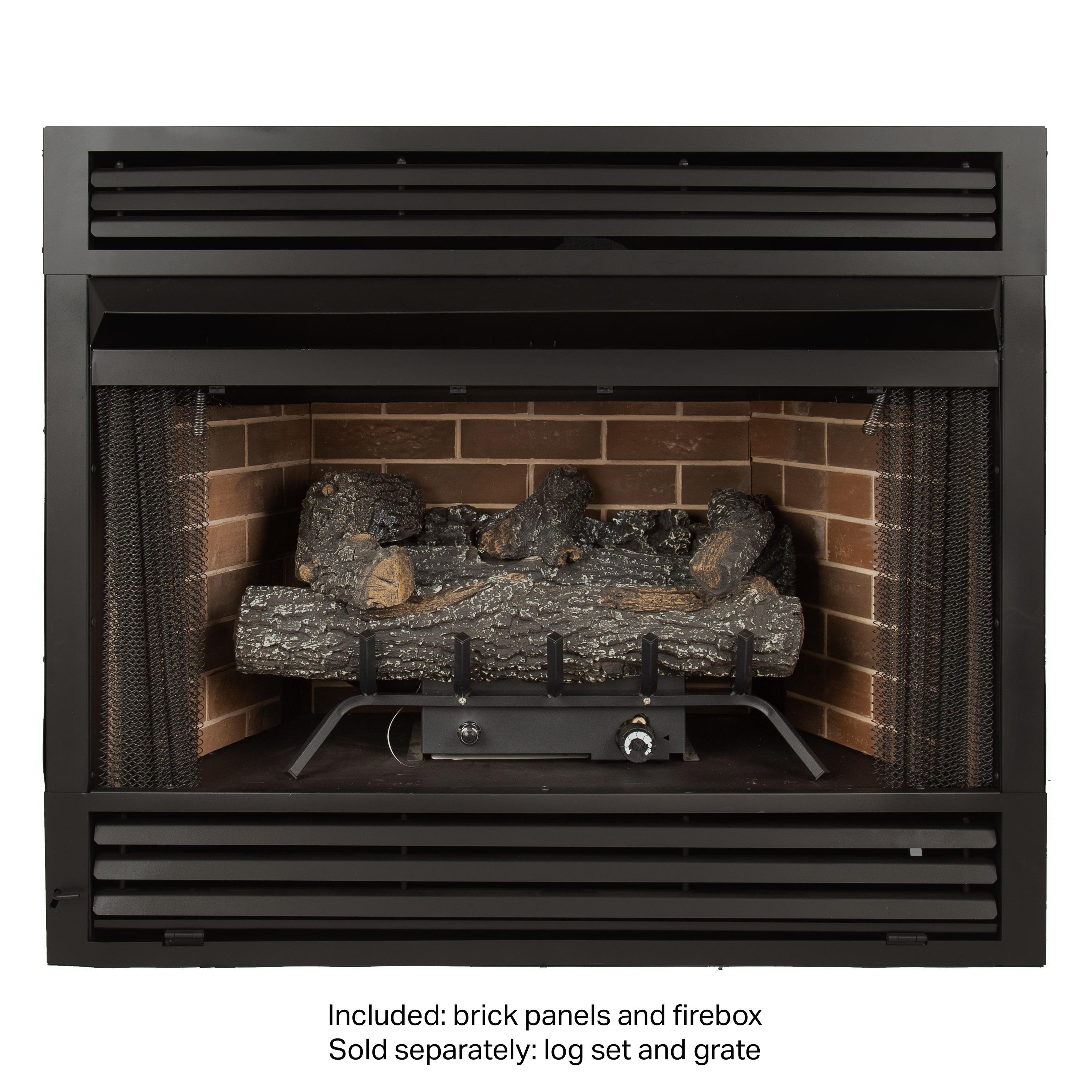 Black 32-Inch Vent-Free Dual Fuel Fireplace Insert