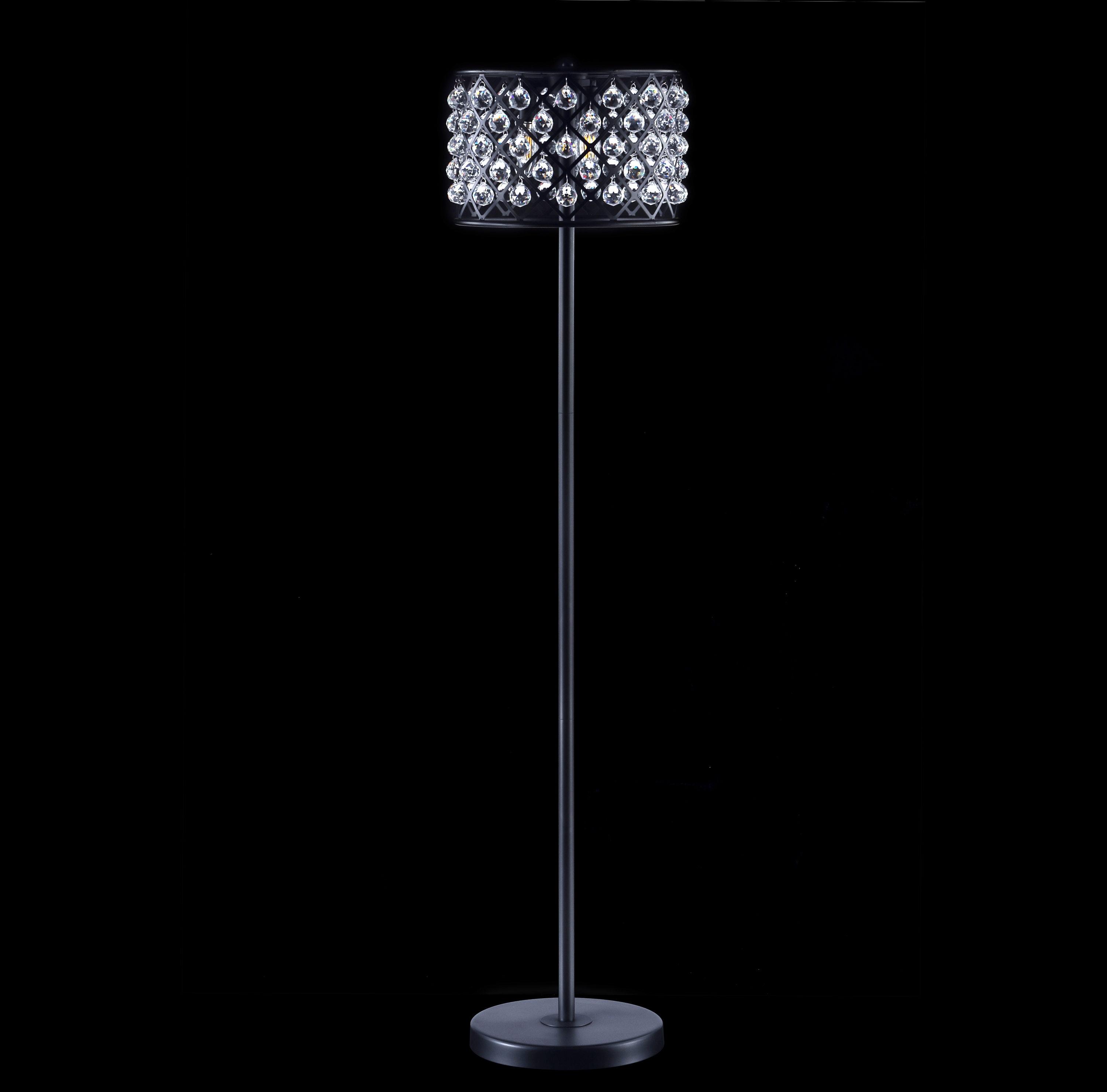 JONATHAN Y JYL9000B Elizabeth 60" Crystal/Metal LED Floor Lamp, Contemporary, Modern, Transitional, Elegant, Office, Living Room, Family Room, Dining Room, Bedroom, Hallway, Foyer, Bronze/Clear