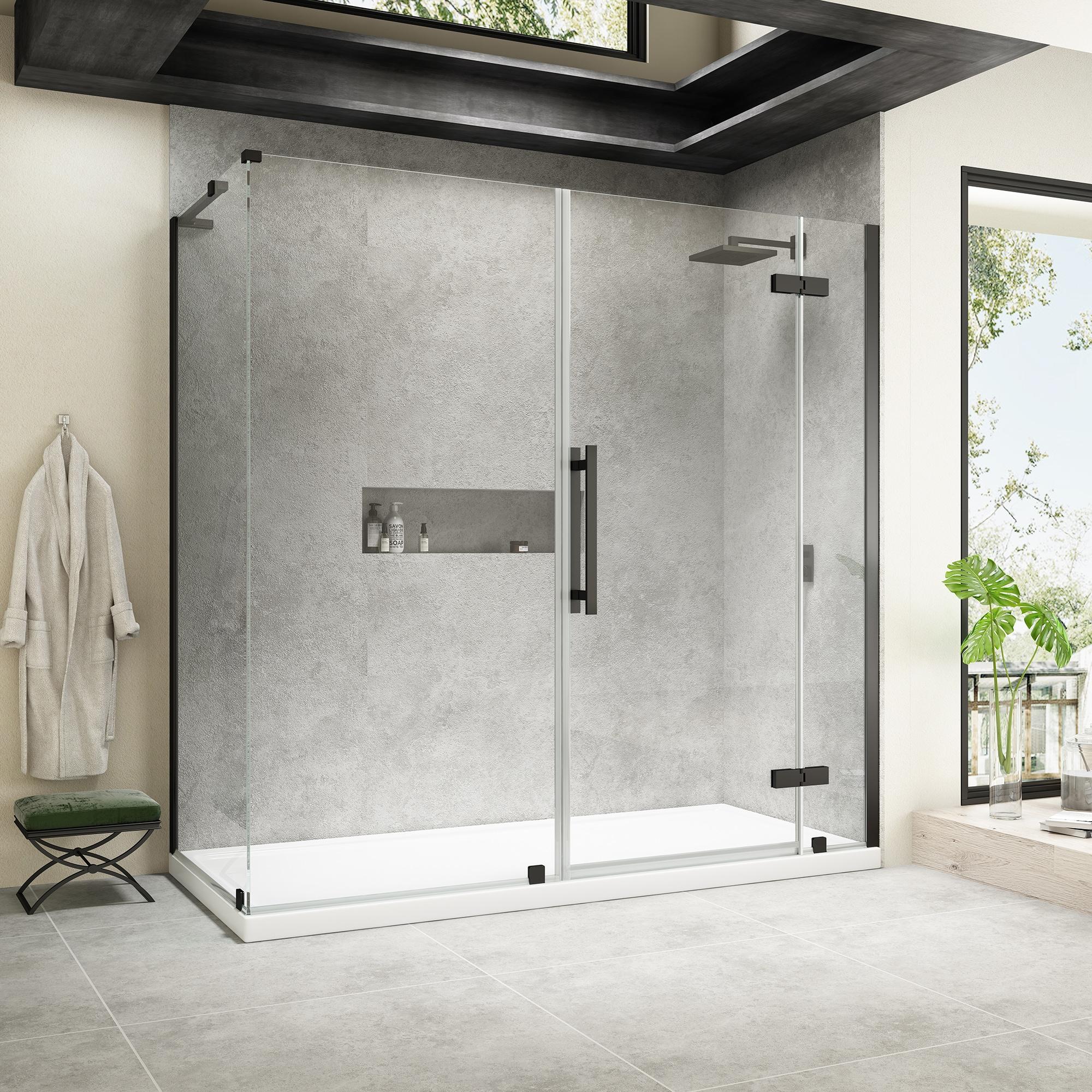 OVE Decors 72" x 36" Rectangle Shower Base Pan, White Acrylic, Hidden Side Drain, Reversible Design