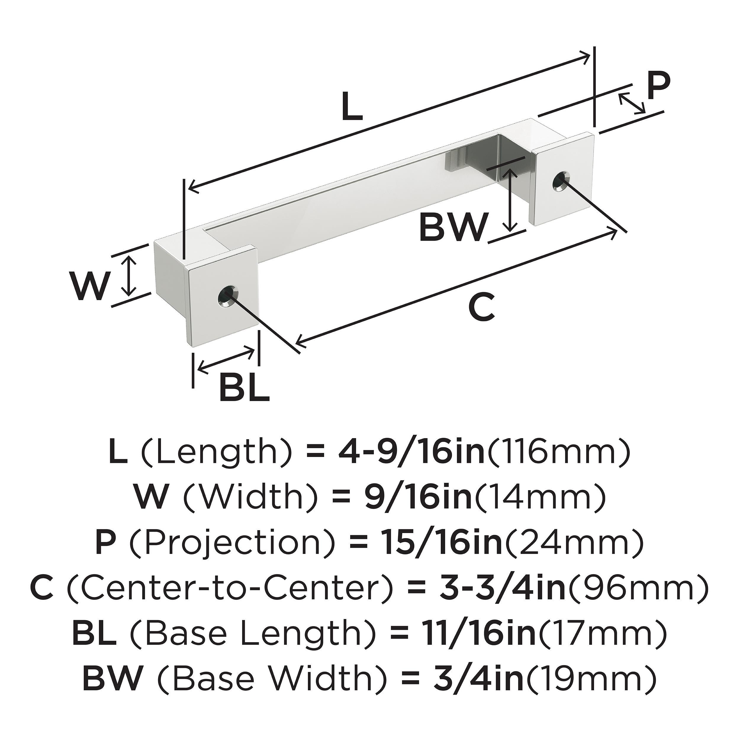 Amerock Appoint 3-3/4 inch (96mm) Center-to-Center Polished Chrome Cabinet Pull