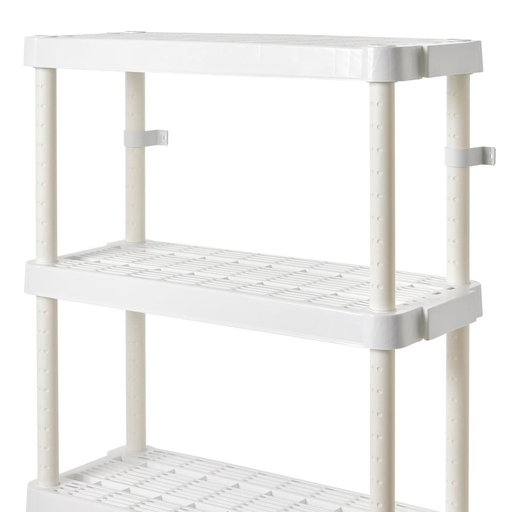 Gracious Living 4 Shelf Adjustable Height Medium Duty Storage Unit 14 x 32 x 54.5" Organizer for Home, Garage, Basement, & Laundry, White (3 Pack)