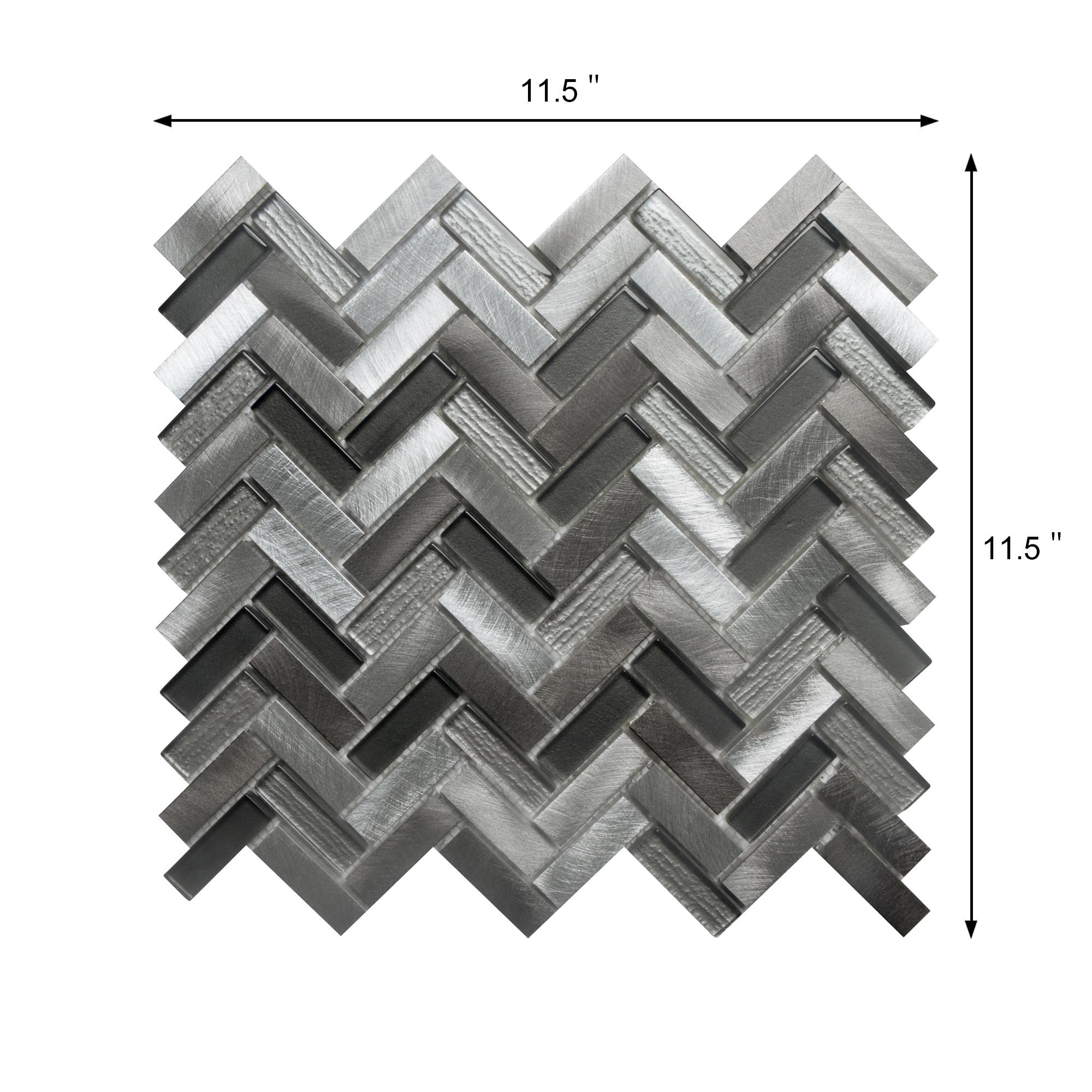Twilight Series 0.5" x 2" Straight Edge Metal and Glass Mosaic Tile