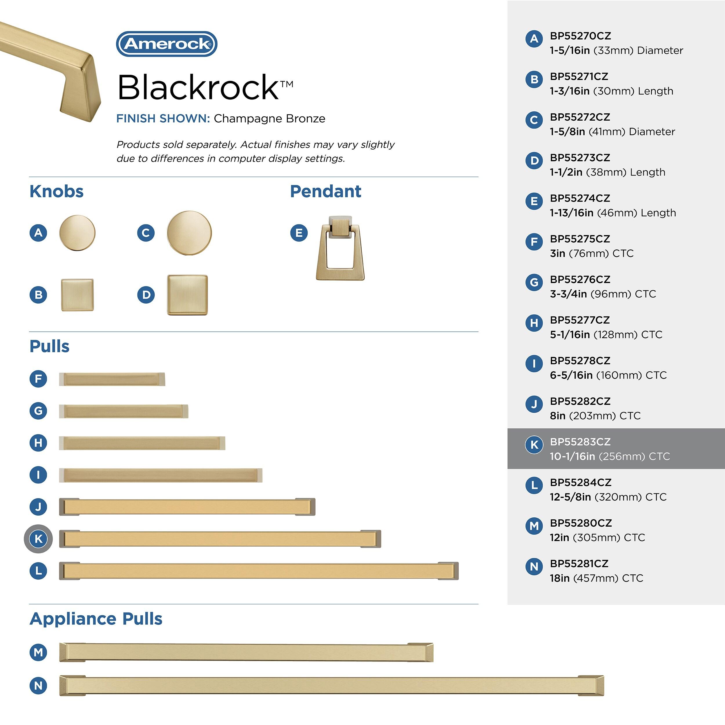 Amerock Blackrock 10-1/16 inch (256mm) Center-to-Center Champagne Bronze Cabinet Pull