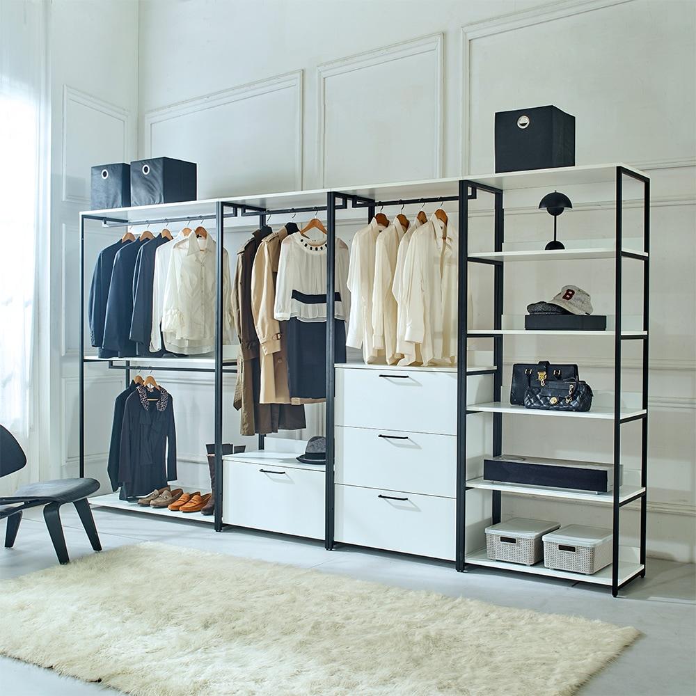 Fiona Wood and Metal Walk-in Closet with Three Drawers