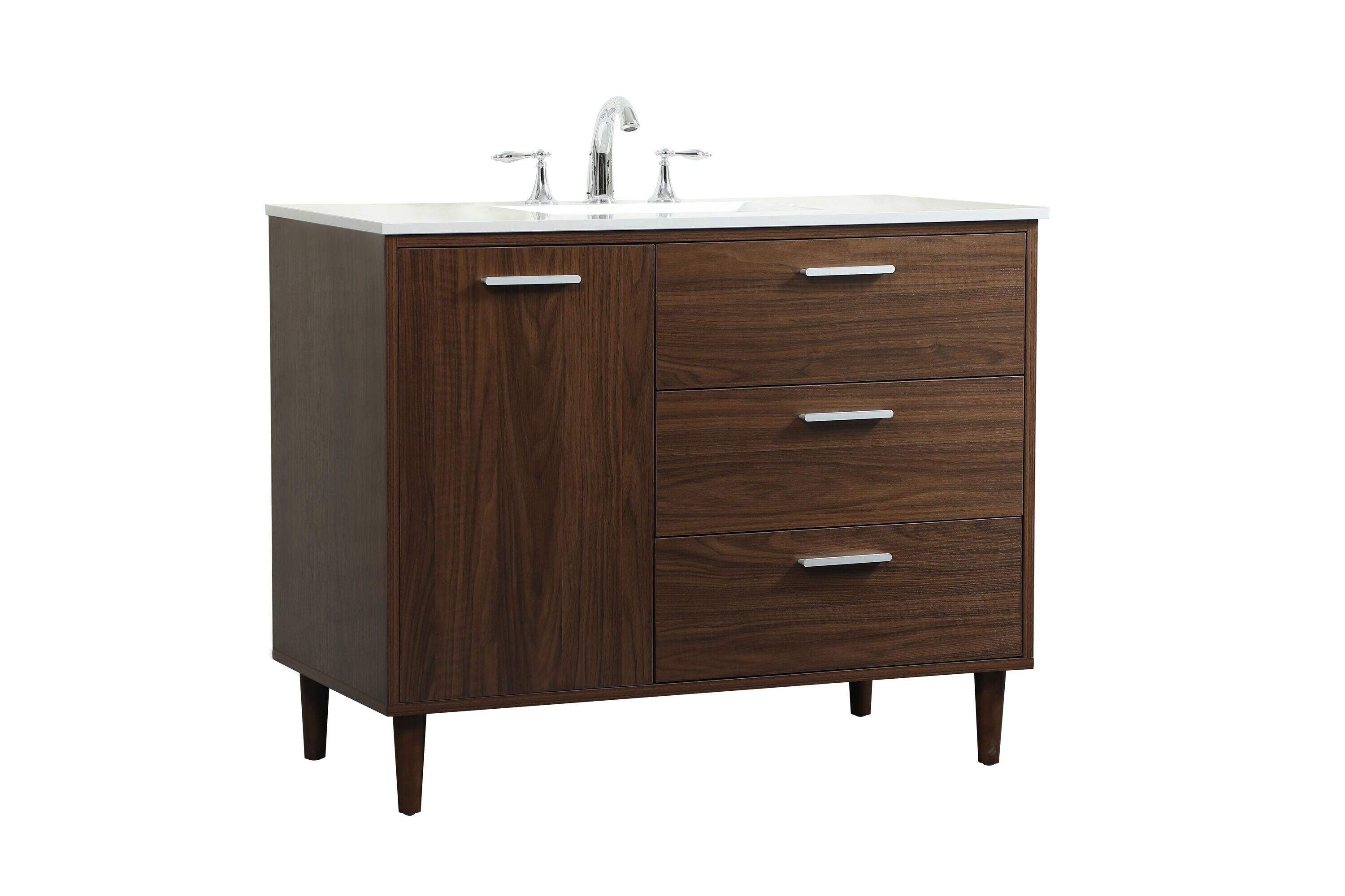 Burroughs 42'' Single Bathroom Vanity with Engineered Marble Top