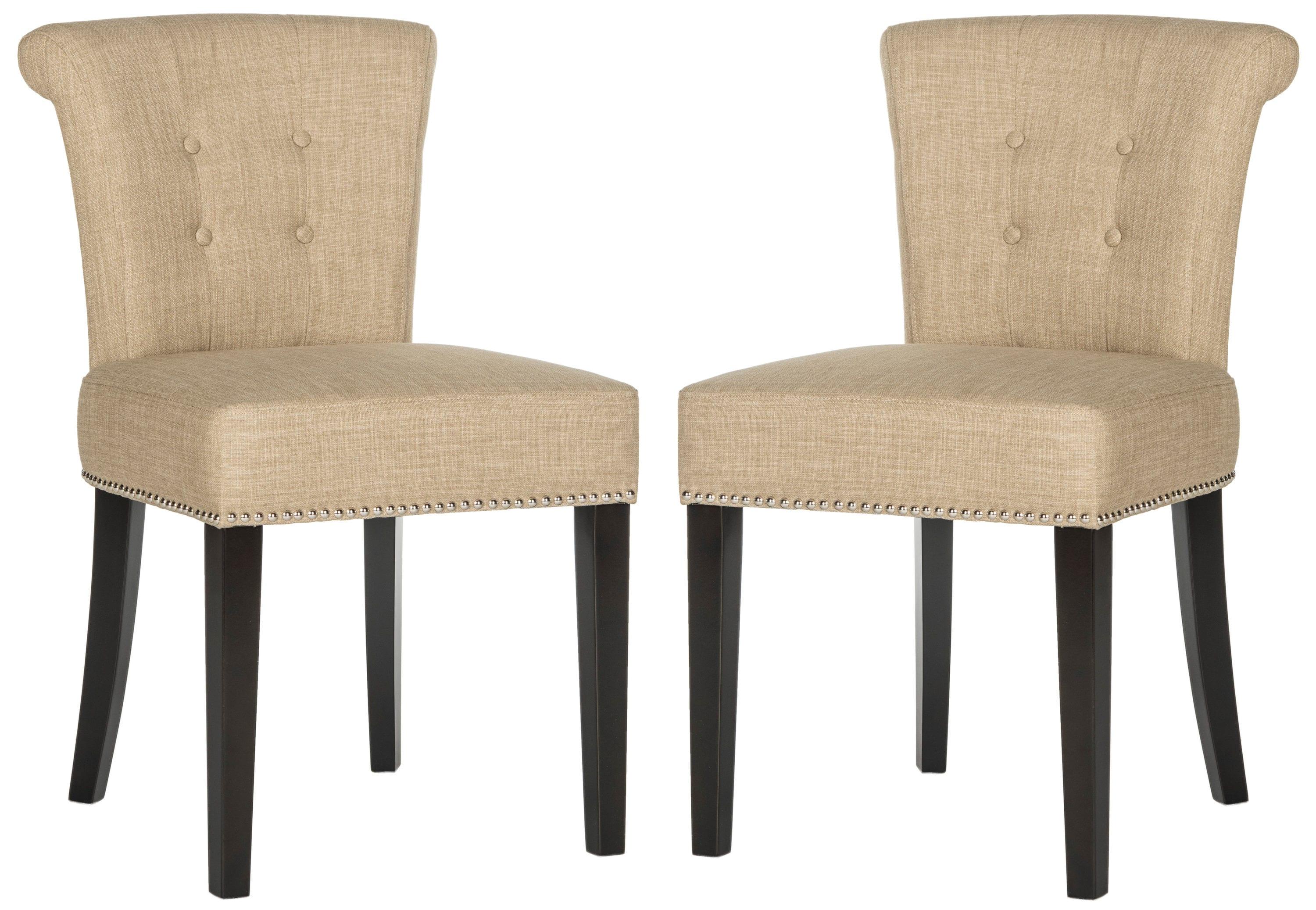 Sinclair 21''H Ring Chair (Set of 2) with Silver Nail Heads - Beige - Safavieh