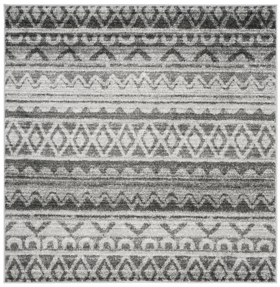Adirondack ADR119 Machine Made Indoor Area Rug - Ivory/Charcoal - 6'x6' - Safavieh