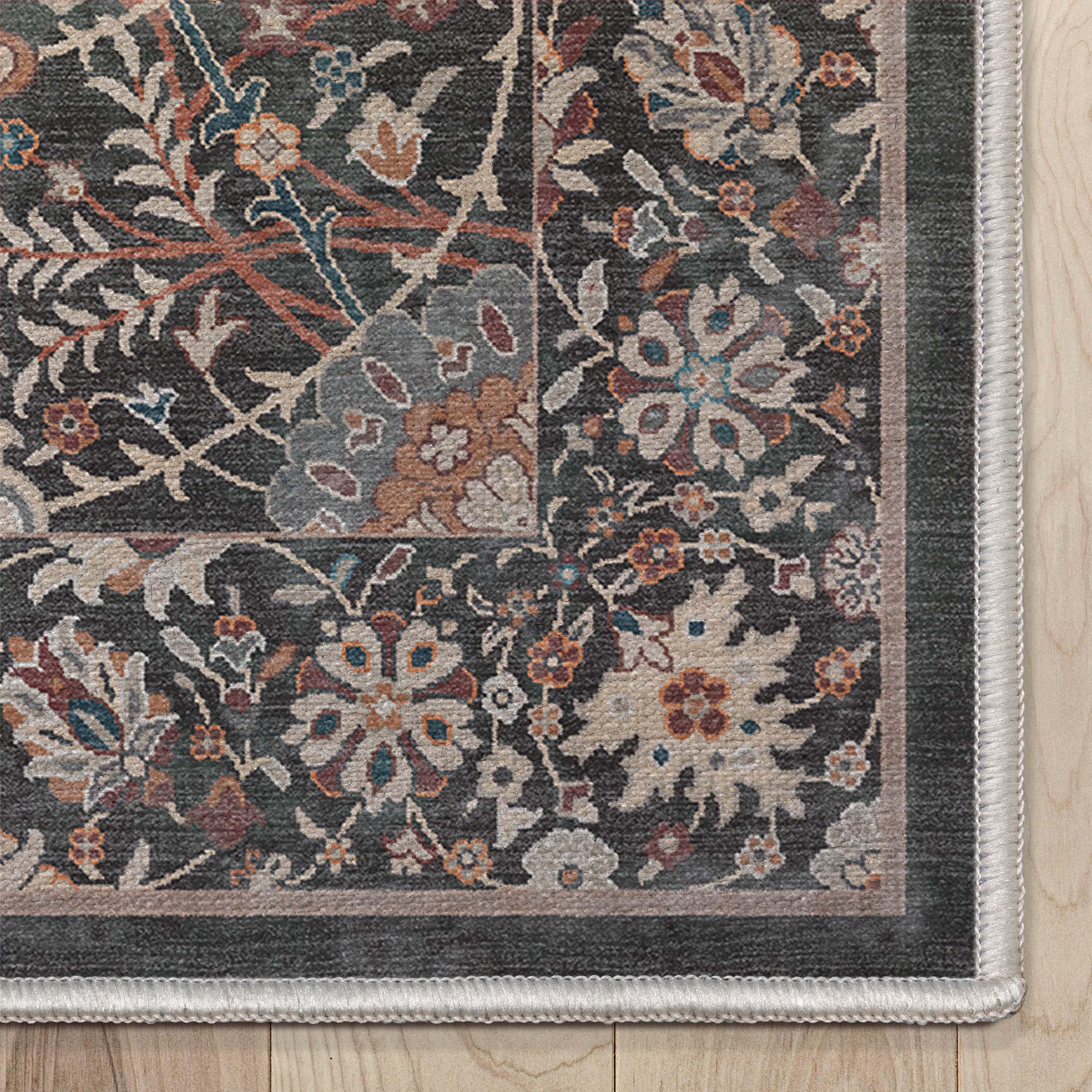Well Woven Asha Liana Vintage Oriental Charcoal Gray Flat-Weave Rug