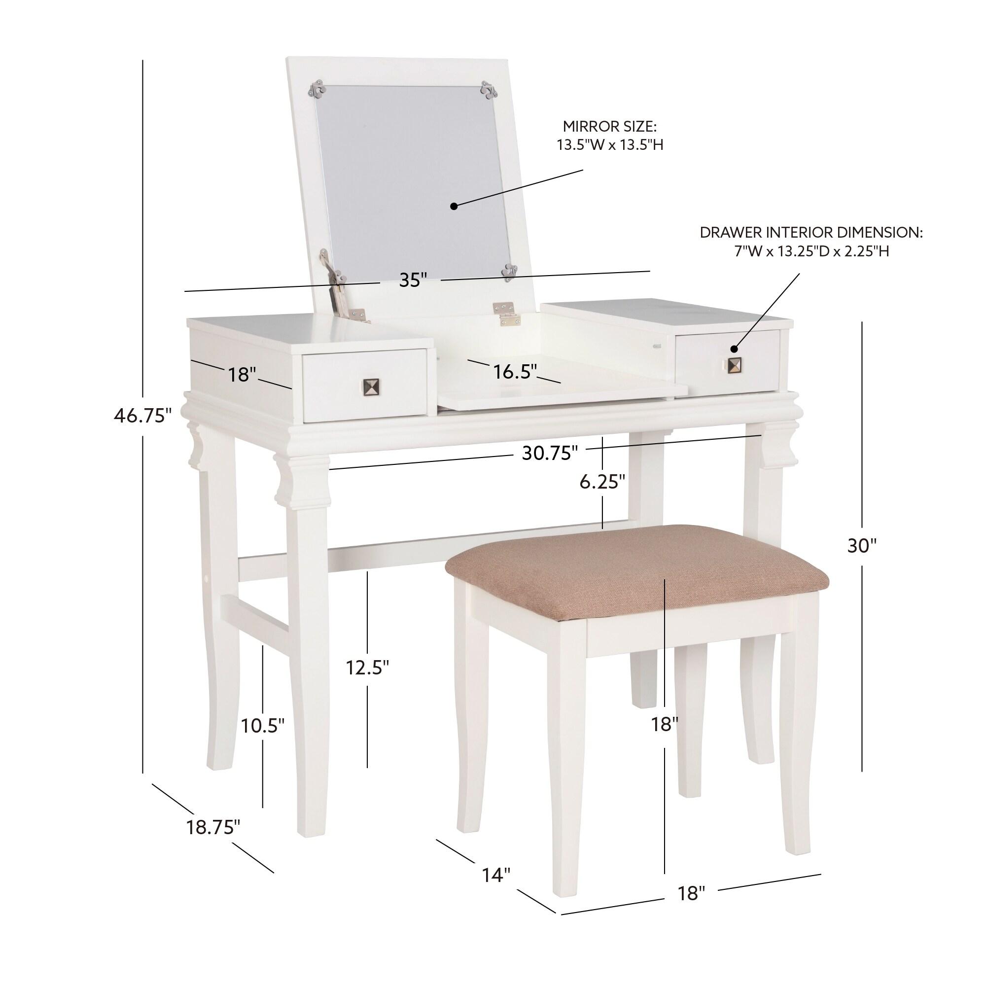 Linon Home Decor Linon Orhei White Vanity Set