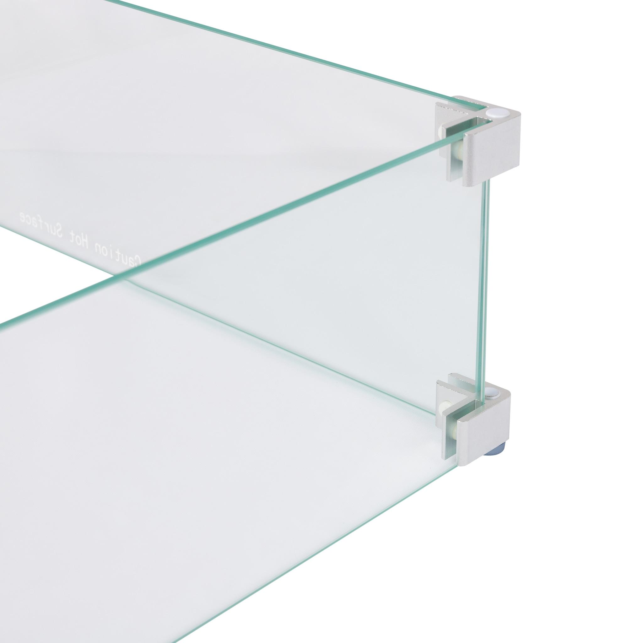 Fire Sense Wind Guard Clear Tempered Glass for Fire Pits & Patio Heaters - Rectangular Wind Guard