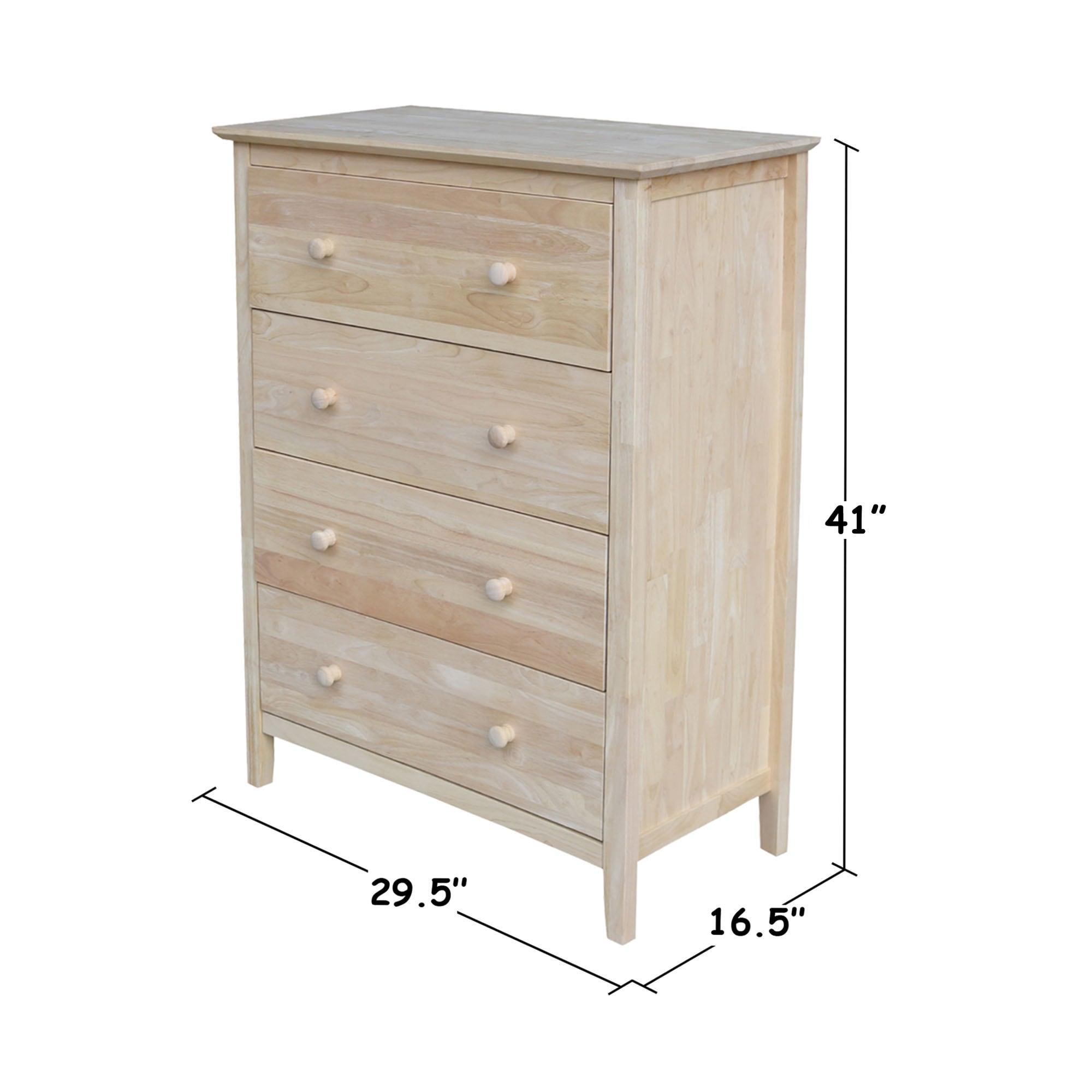 Brooklyn 4-Drawer Unfinished Wood Chest of Drawers