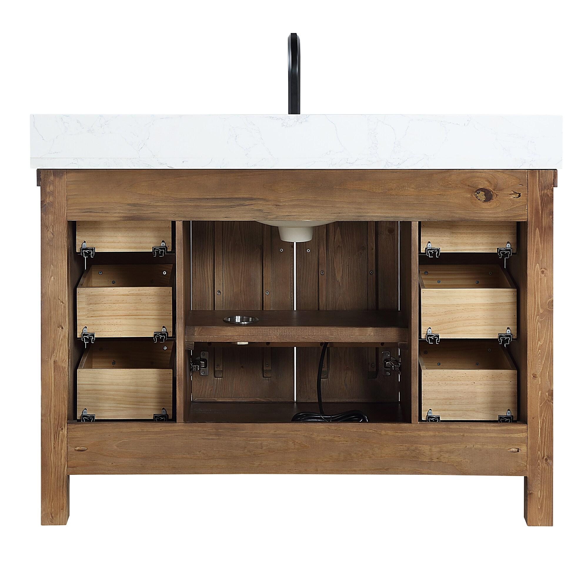 Javier 48" Bath Vanity in Spruce Antique Gray with White Grain Composite Stone