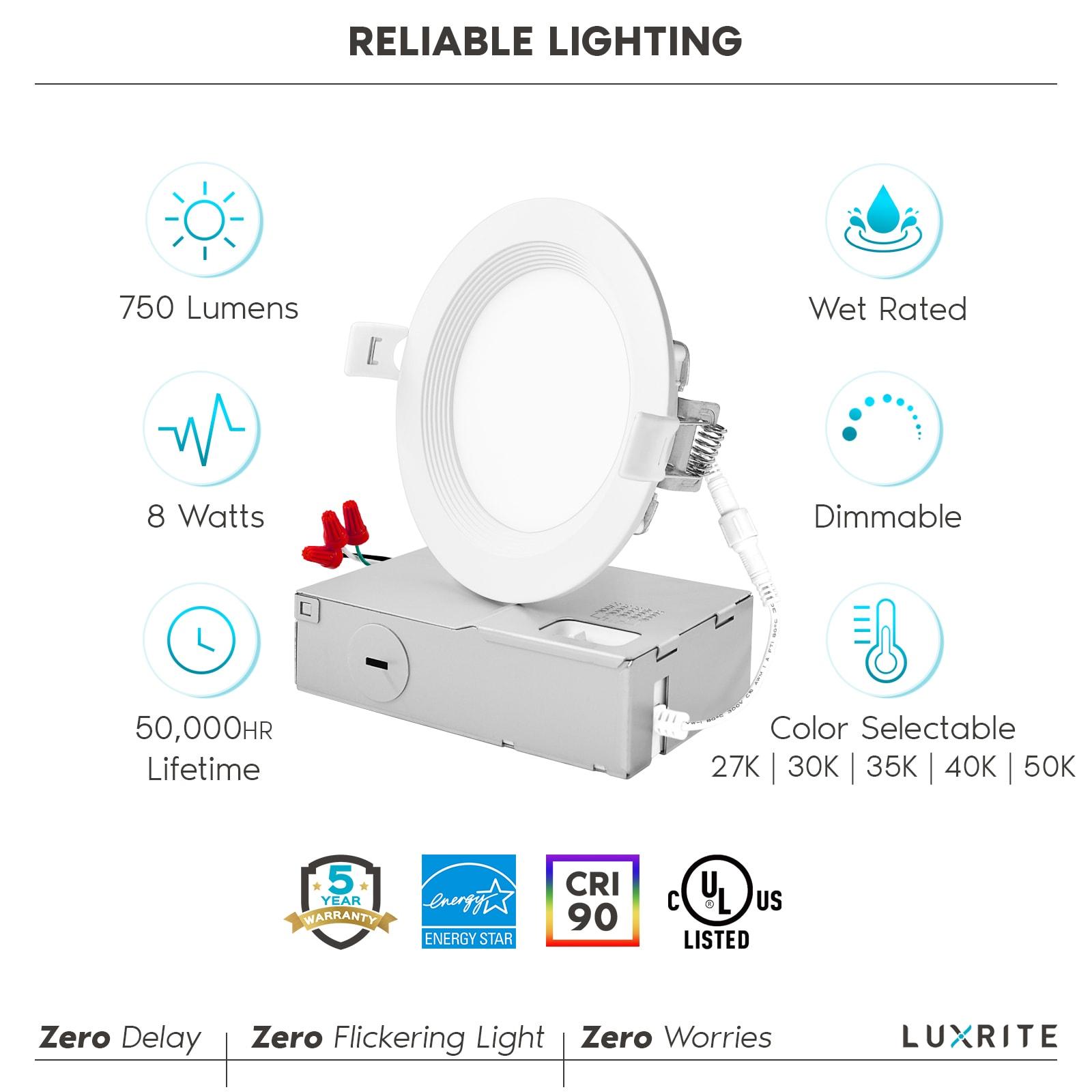 3'' Selectable Color Temperature Dimmable Air-Tight IC Rated LED Canless Recessed Lighting Kit