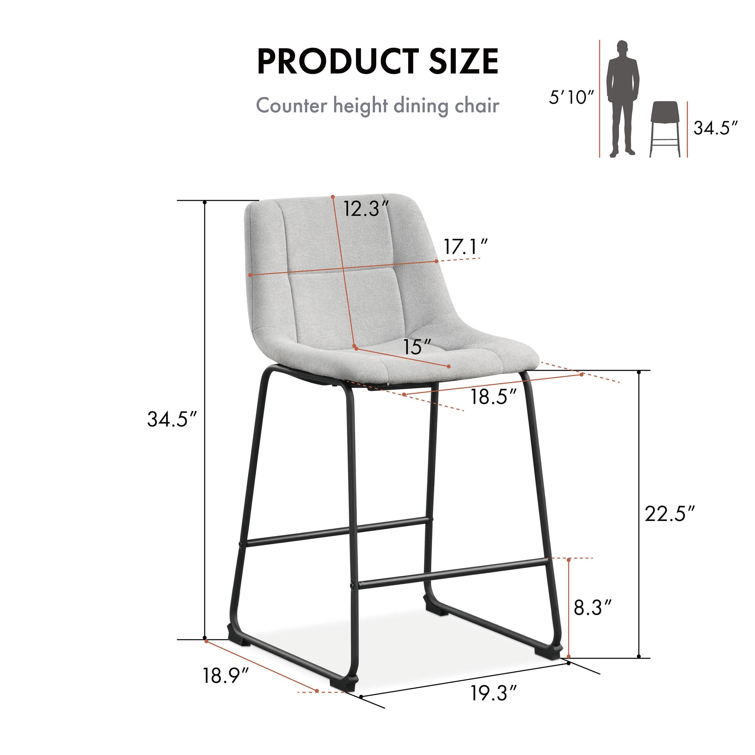 Furniture of America Perri Modern Chenille Counter Height Dining Chairs, Gray (Set of 2)