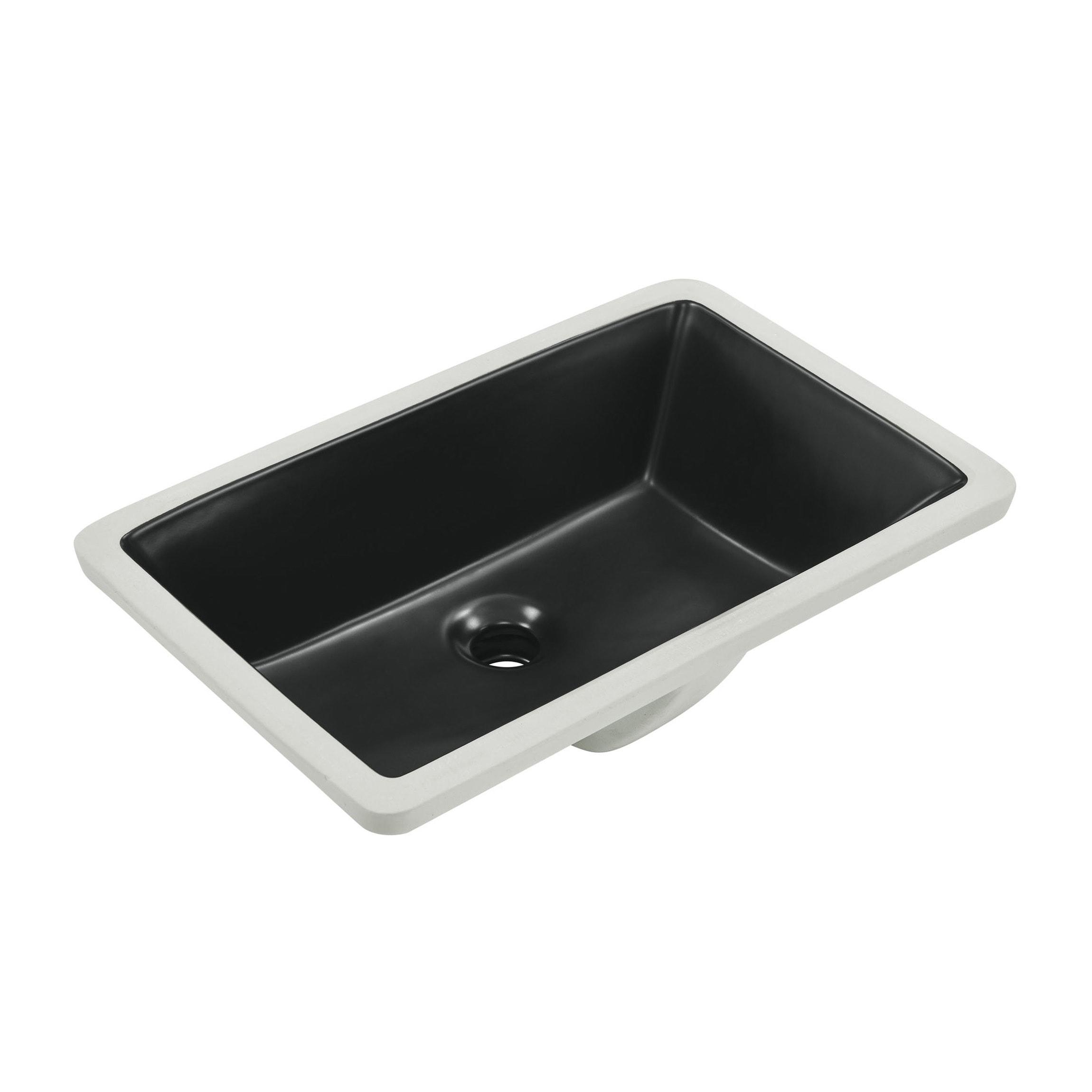 Matte Black Ceramic Rectangular Undermount Bathroom Sink