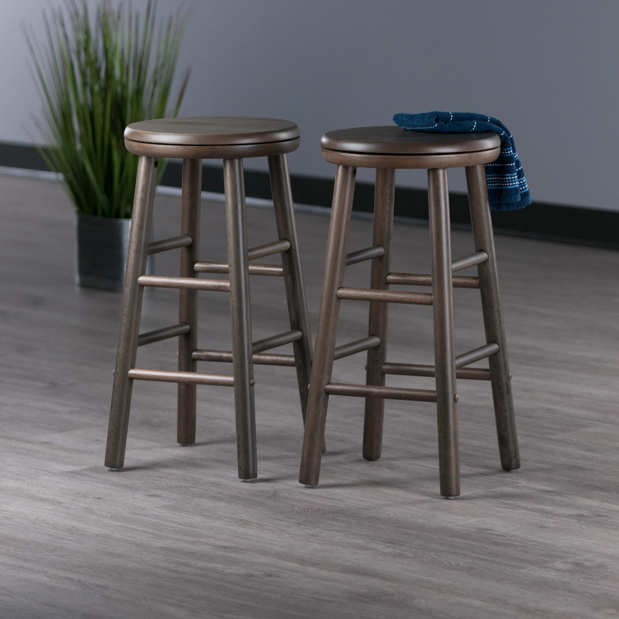 25.31" 2pc Shelby Swivel Seat Counter Height Barstools Gray - Winsome: Solid Wood, Tapered Legs