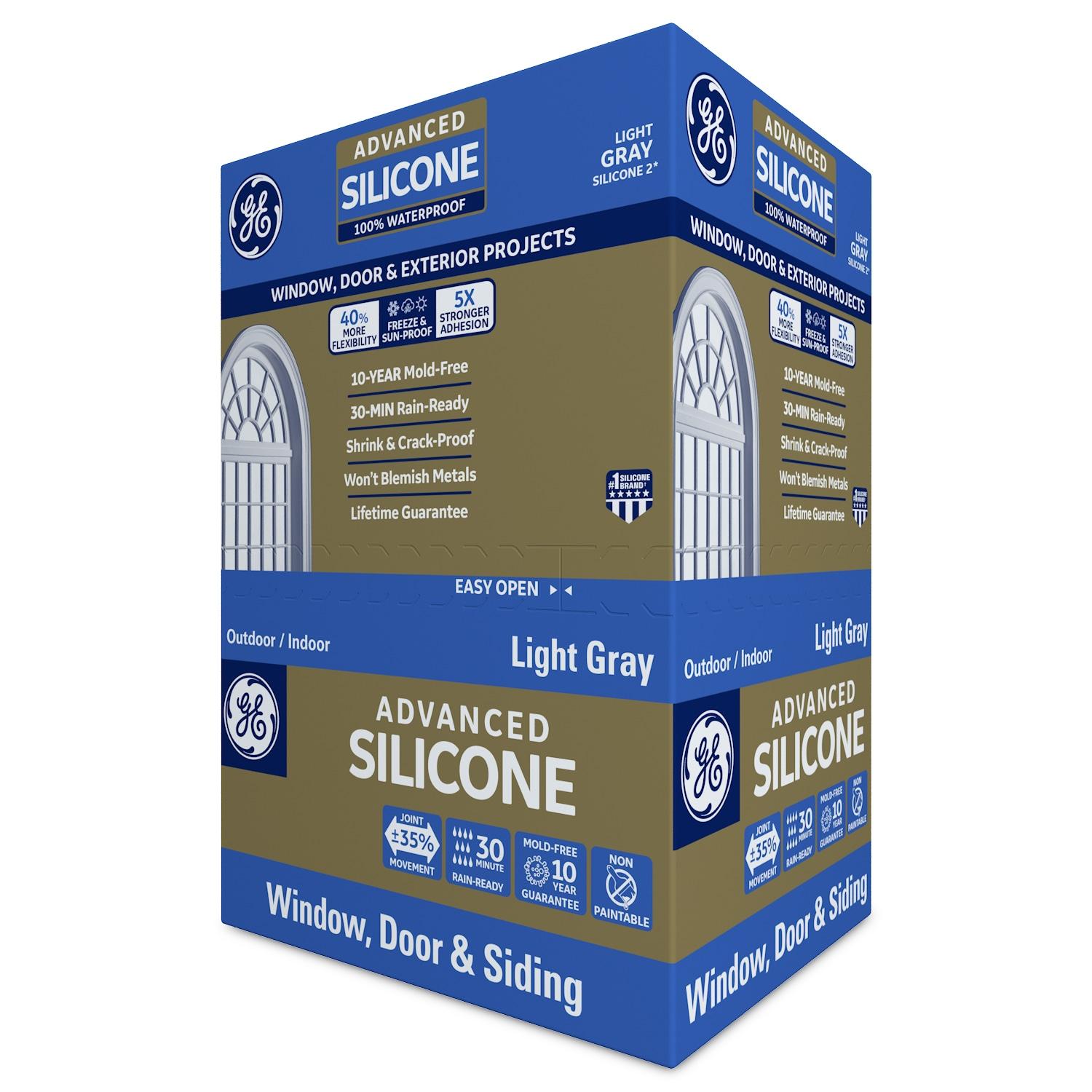 GE Advanced Silicone 2 Windows, Doors, Exteriors 10.1-oz Window door Light Gray Silicone Caulk