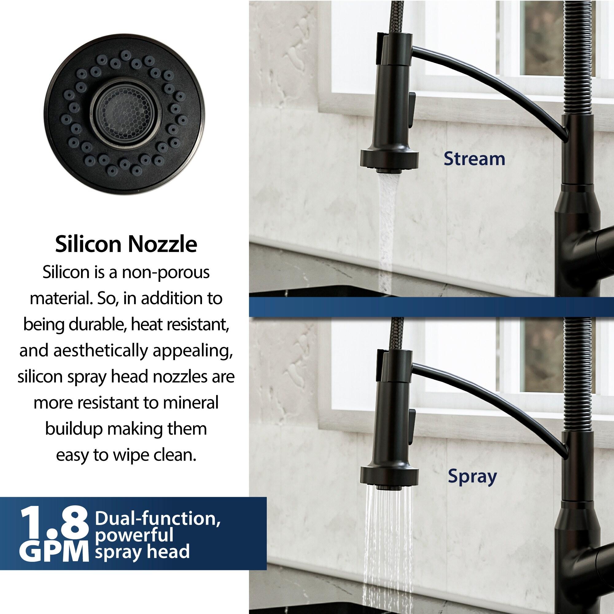 Karran Matte Black Single Handle Deck-mount Touchless Pull-down Kitchen Faucet with Sprayer