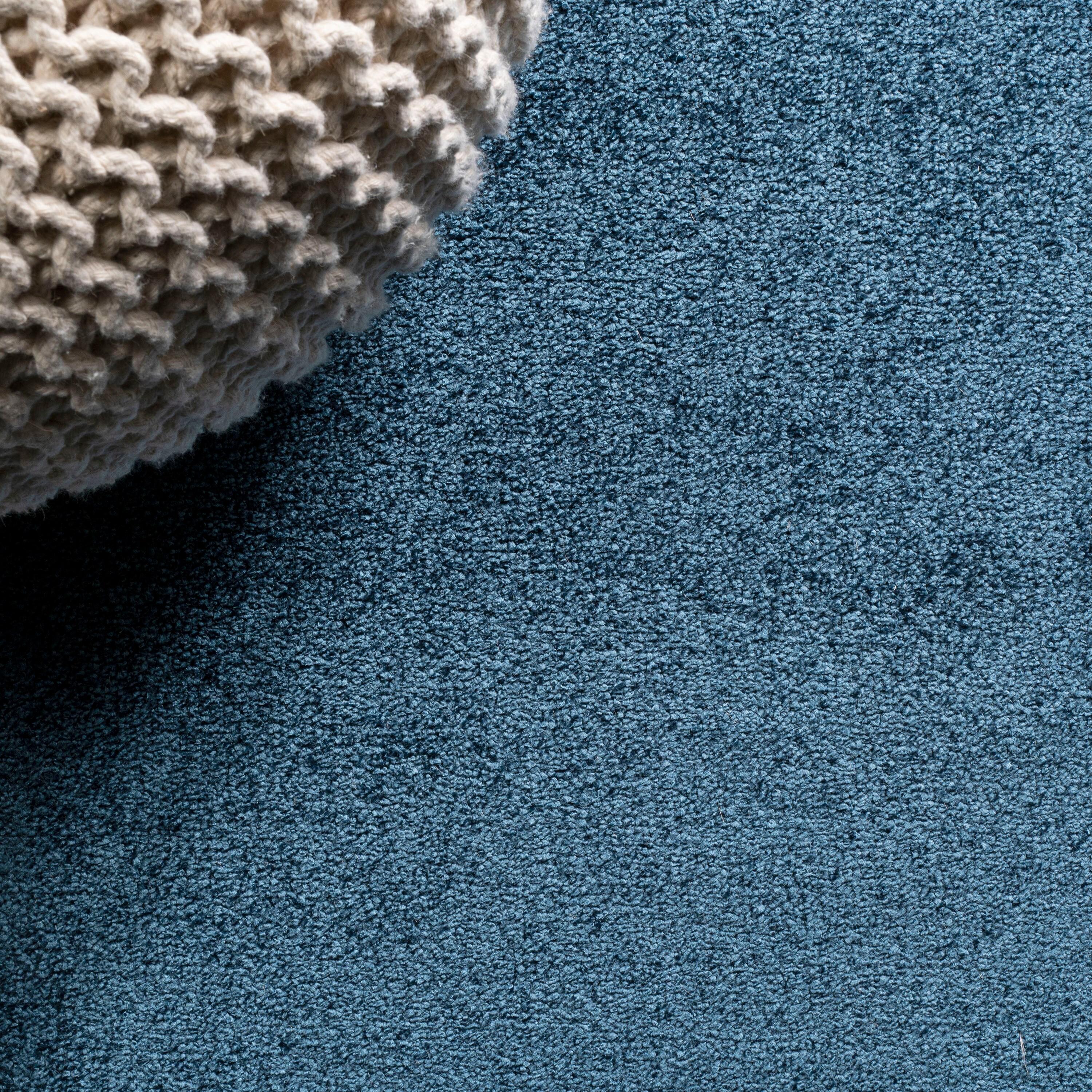 8'x10' Haze Solid Low-Pile Area Rug, Navy - JONATHAN Y