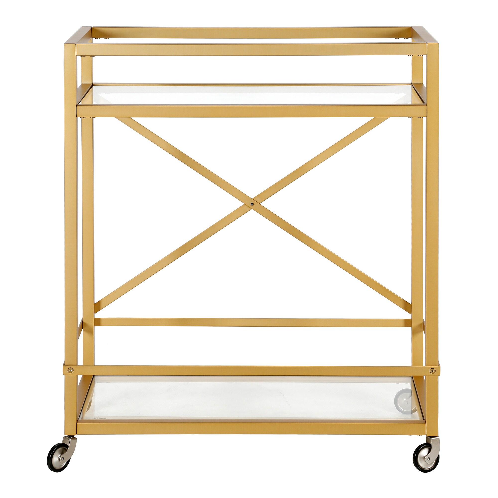 Evelyn&Zoe Wilson 30" Wide Rectangular Bar Cart in Brass