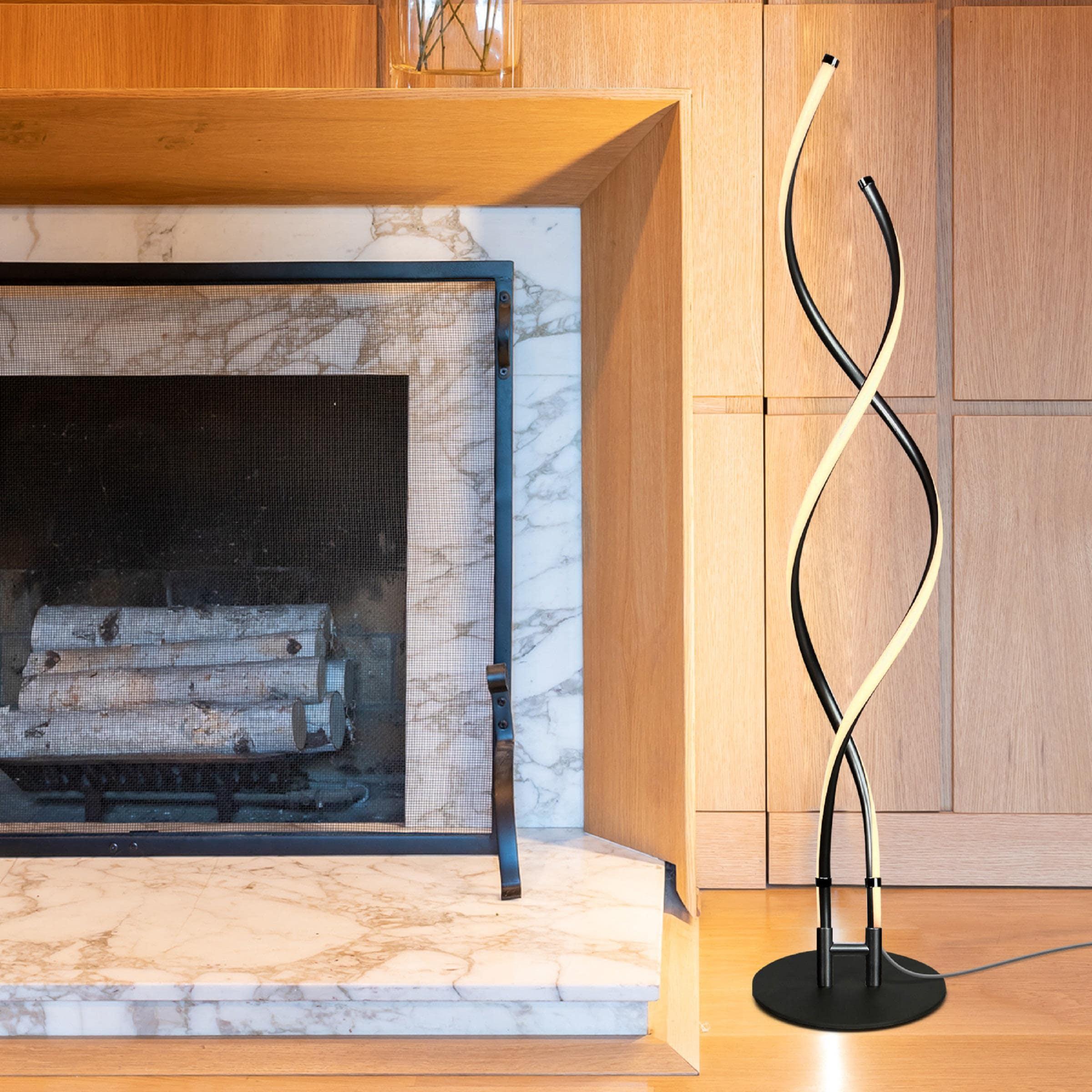 Brightech Embrace 40–60" 2-in-1 Modern LED Spiral Floor and Table Lamp with Black Finish, Adjustable Height, and Built-In 3-Way Dimmer