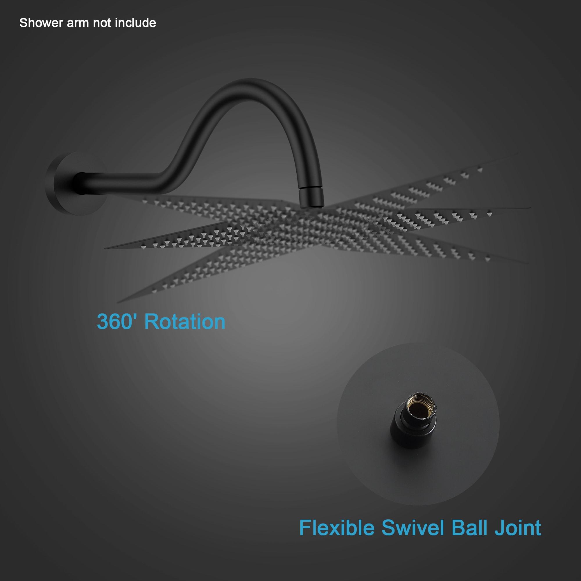 12 inch Square Stainless Steel Bathroom Top Spray Shower Head,Matte Black