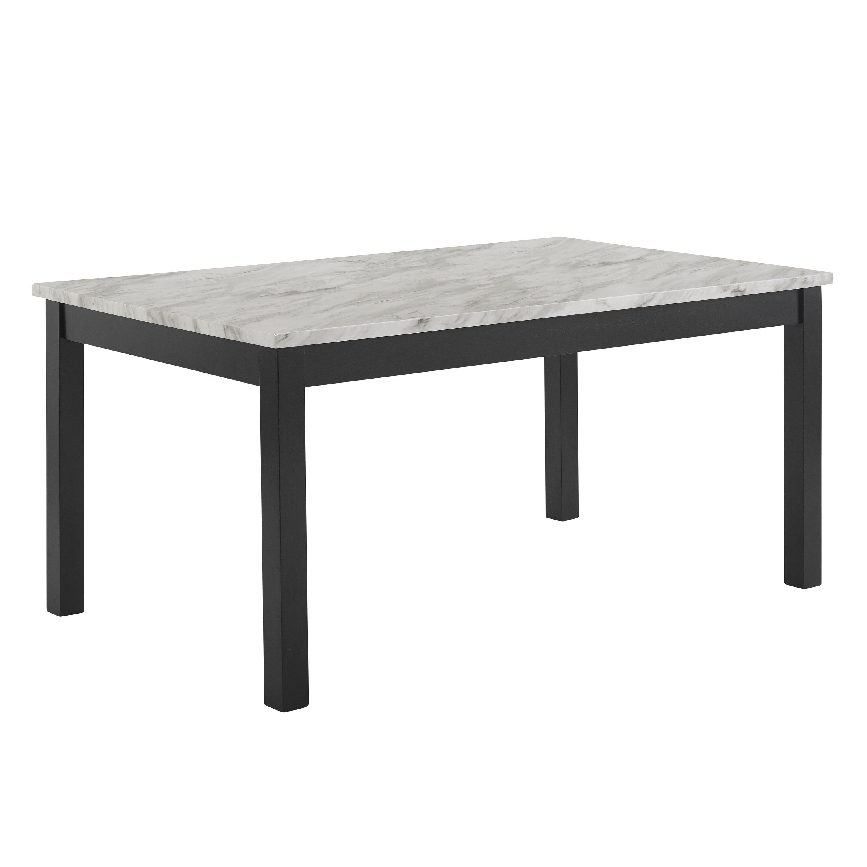 New Classic Furniture Celeste Wood Dining Table with Faux Marble Top in Espresso