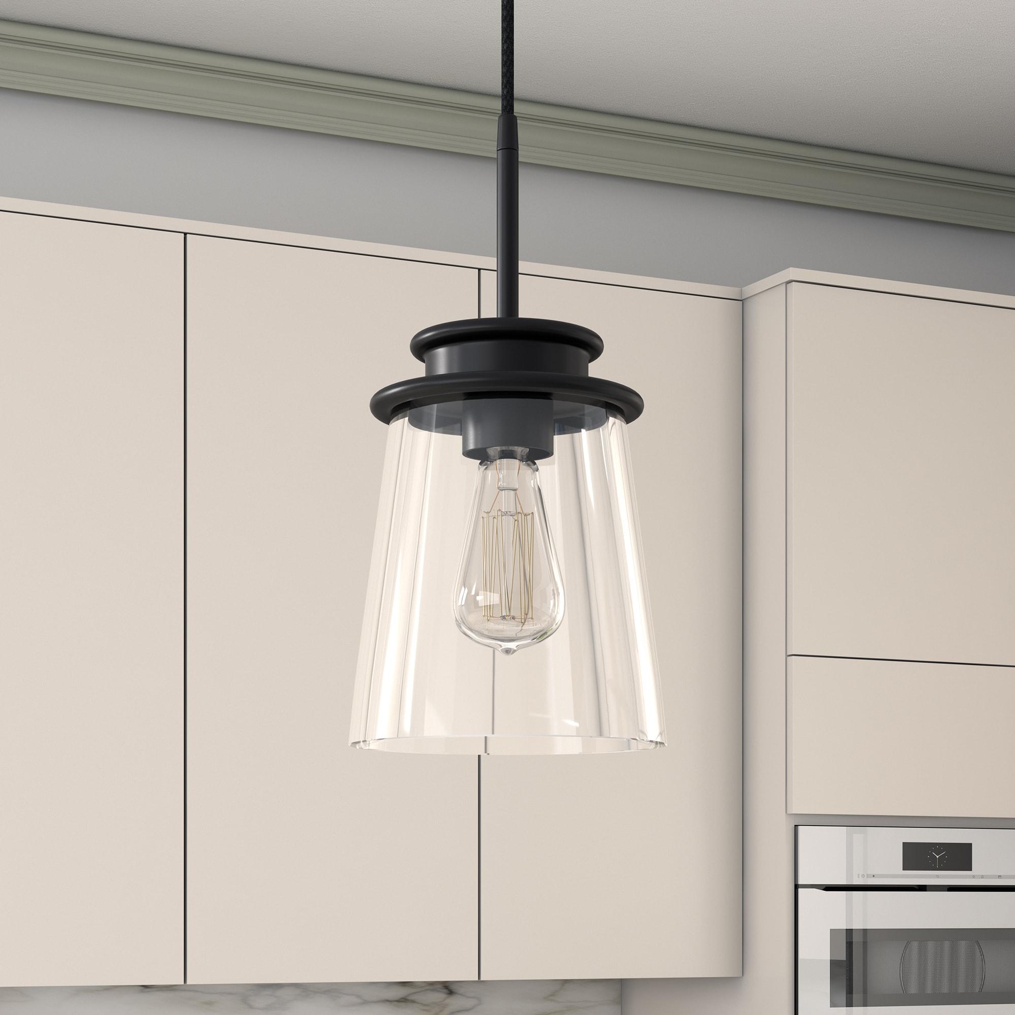 Elwood 9'' Blackened Bronze Retro Glass Pendant Light