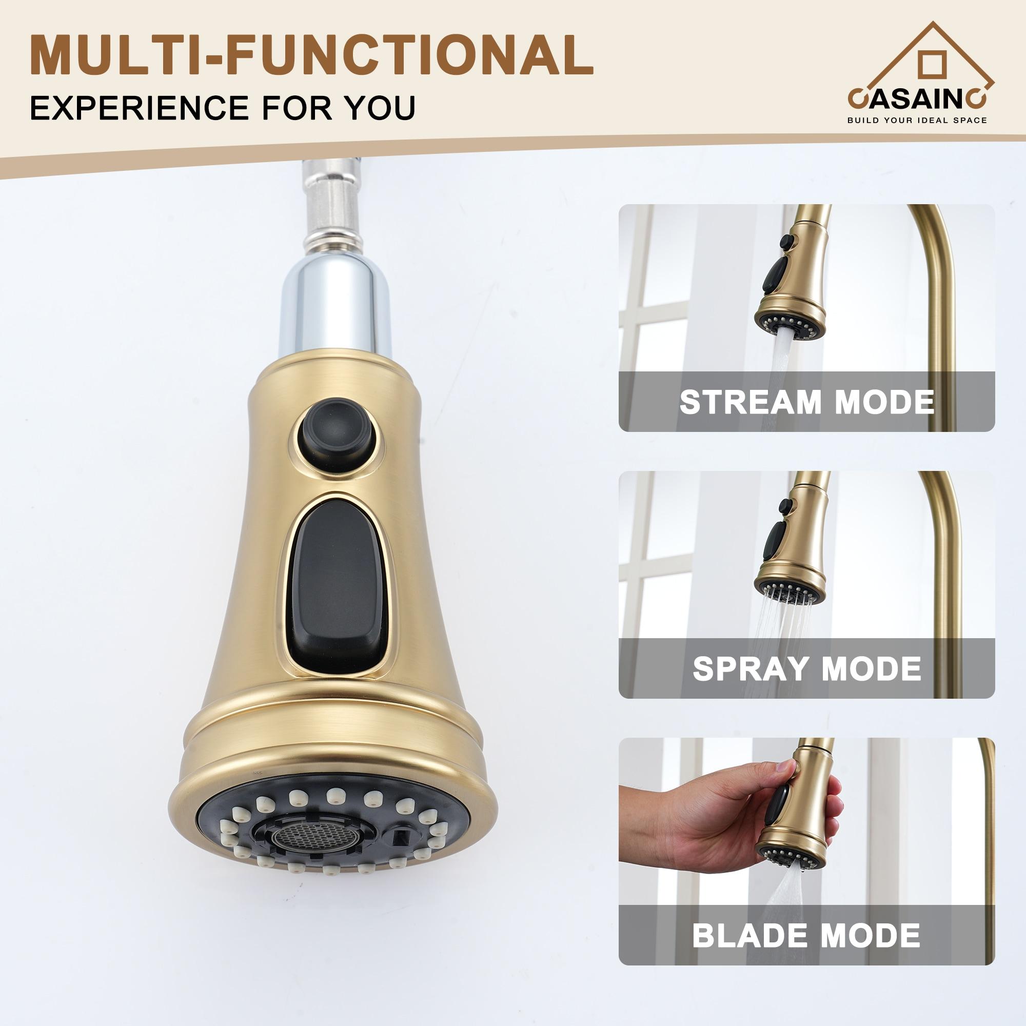 Brushed Gold Single Handle Pull-Out Kitchen Faucet with Sprayer